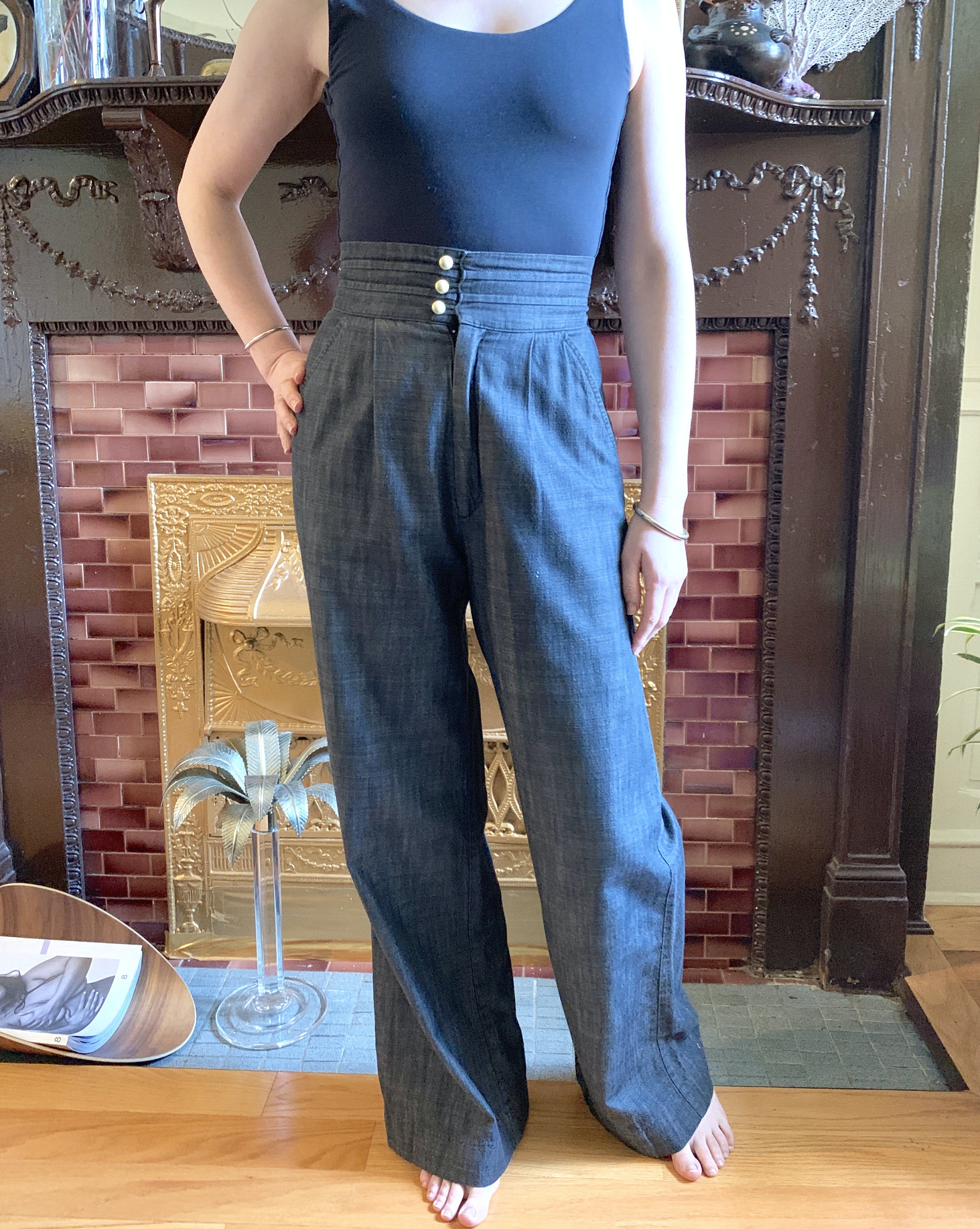 Vintage High Waisted Cummerbund Pants Shop THRILLING