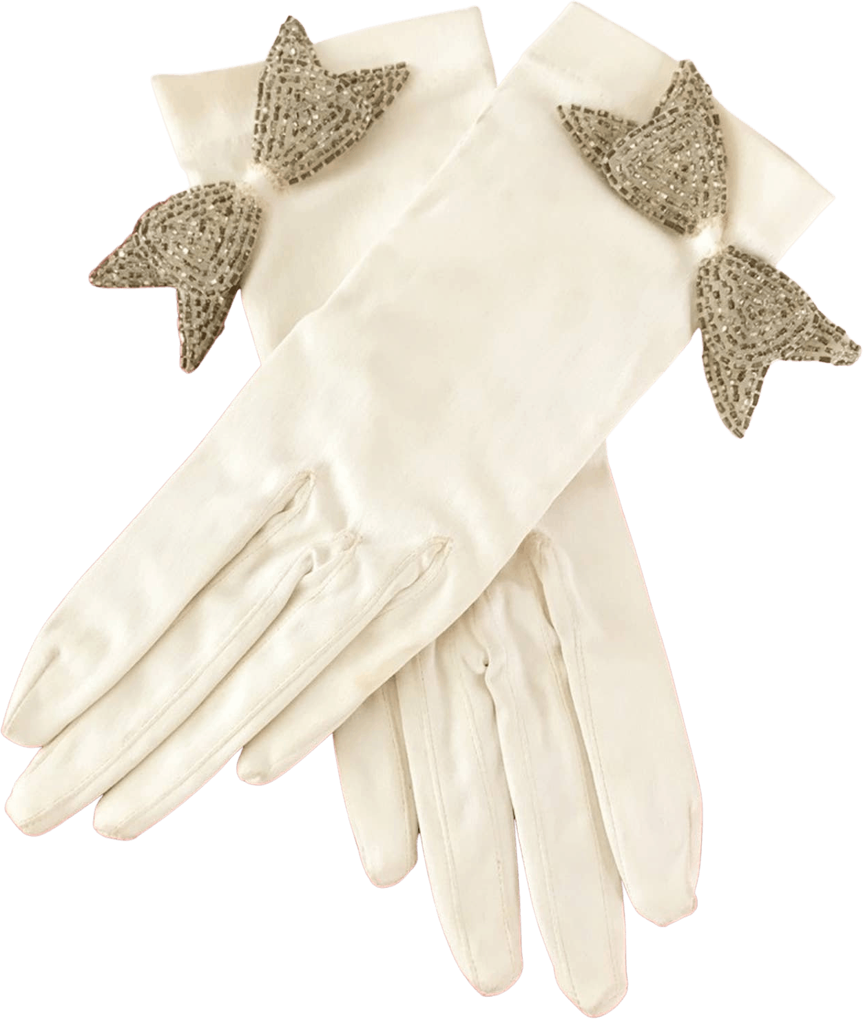 Vintage Elegant White Bow Gloves by Elayne Shop THRILLING
