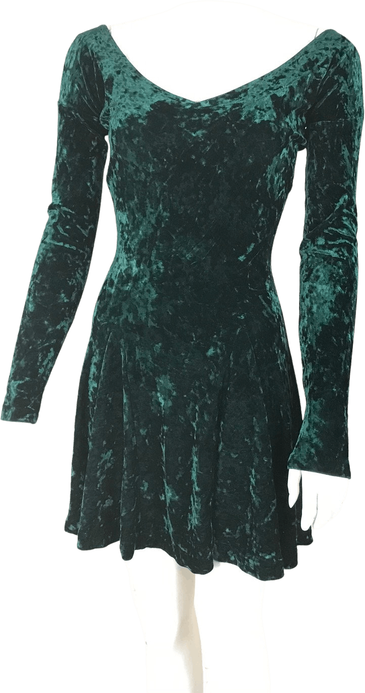 Vintage 90 s Forest Green Crushed Velvet Mini Dress by Betsey Johnson Shop THRILLING
