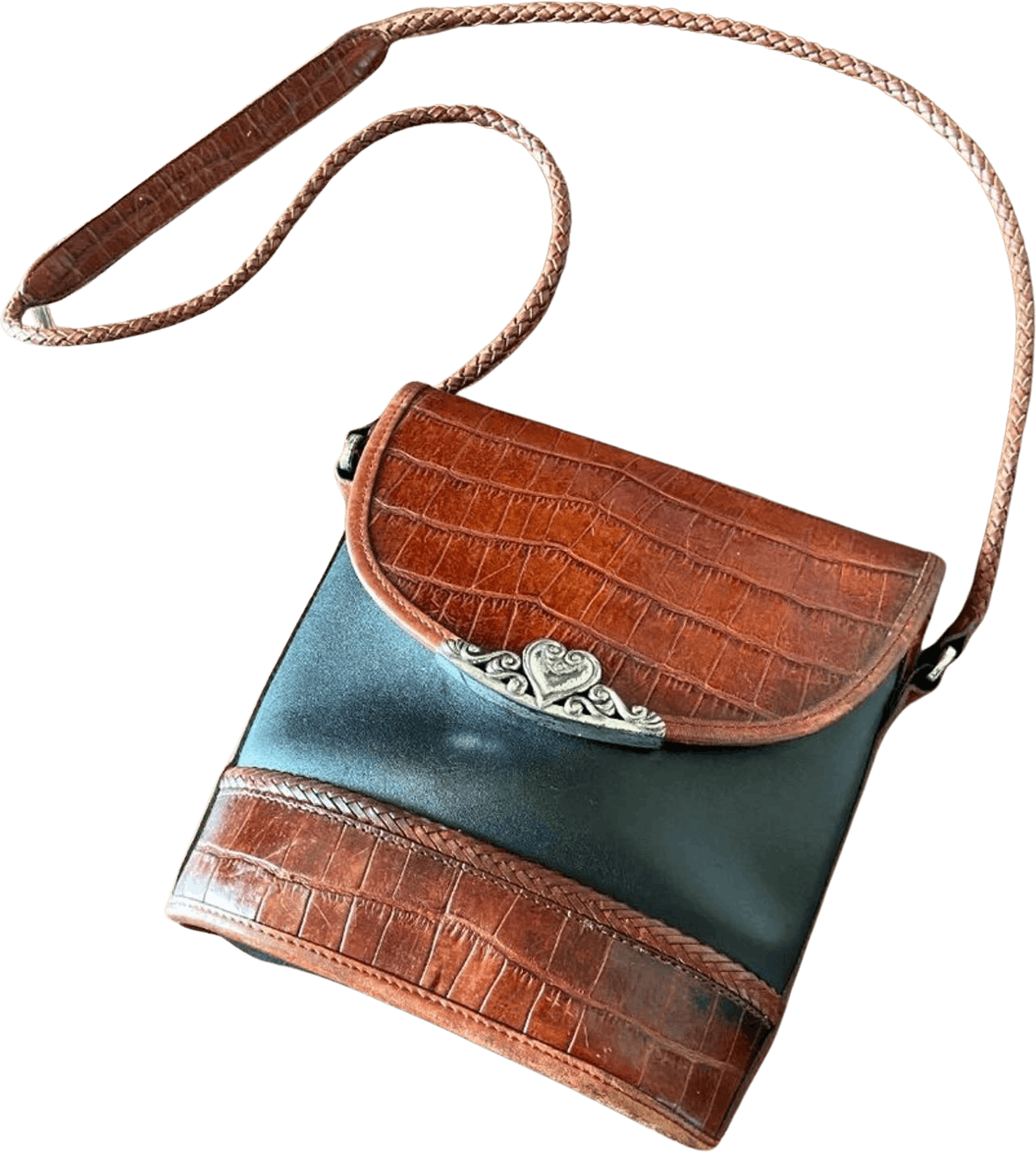 Vintage Leather Braided Cross Body Purse by Brighton Shop THRILLING