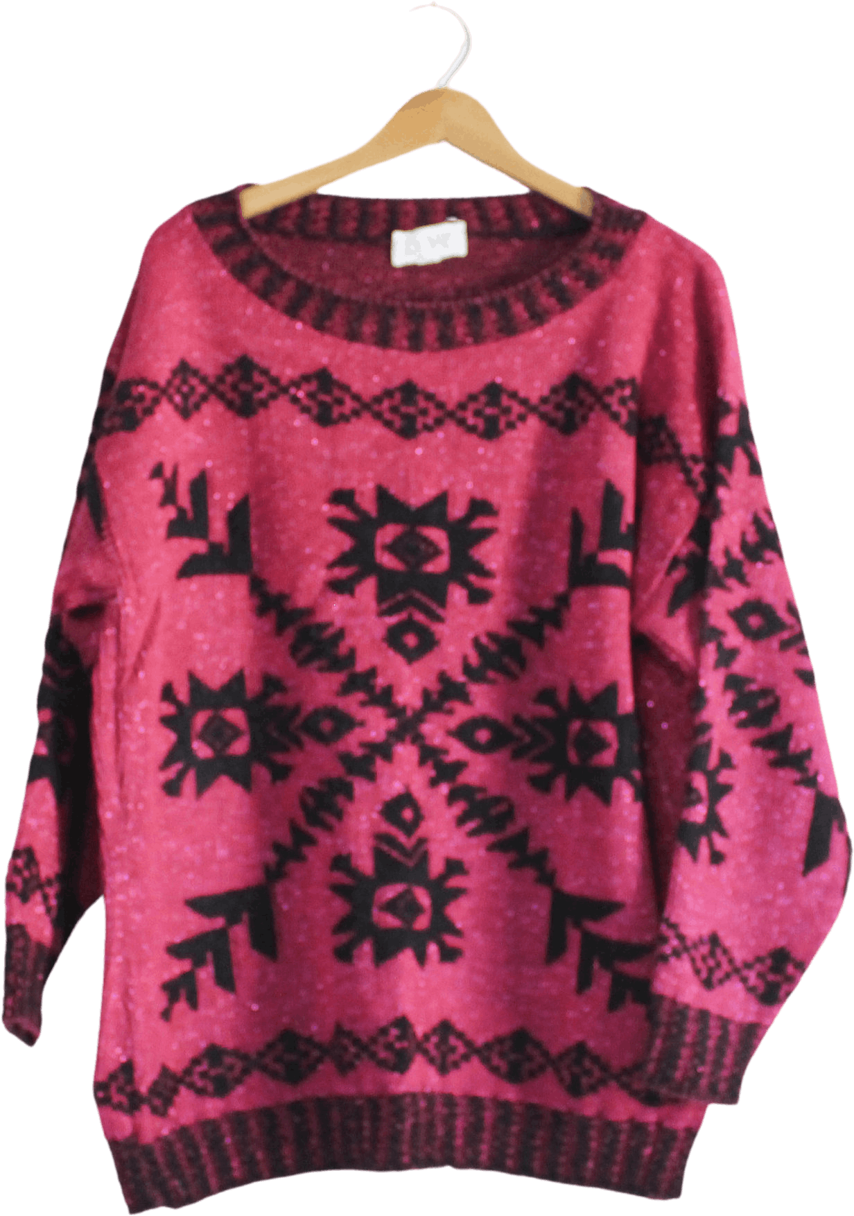 Vintage Red Holiday Print Acrylic Sweater by Rose Shop THRILLING