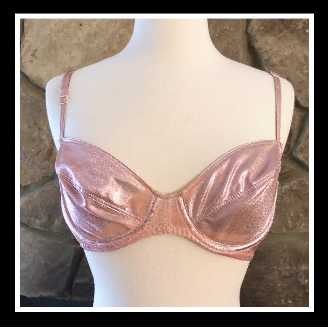 Vintage 90's Metallic Pink Underwire Bra by Deborah Marquit