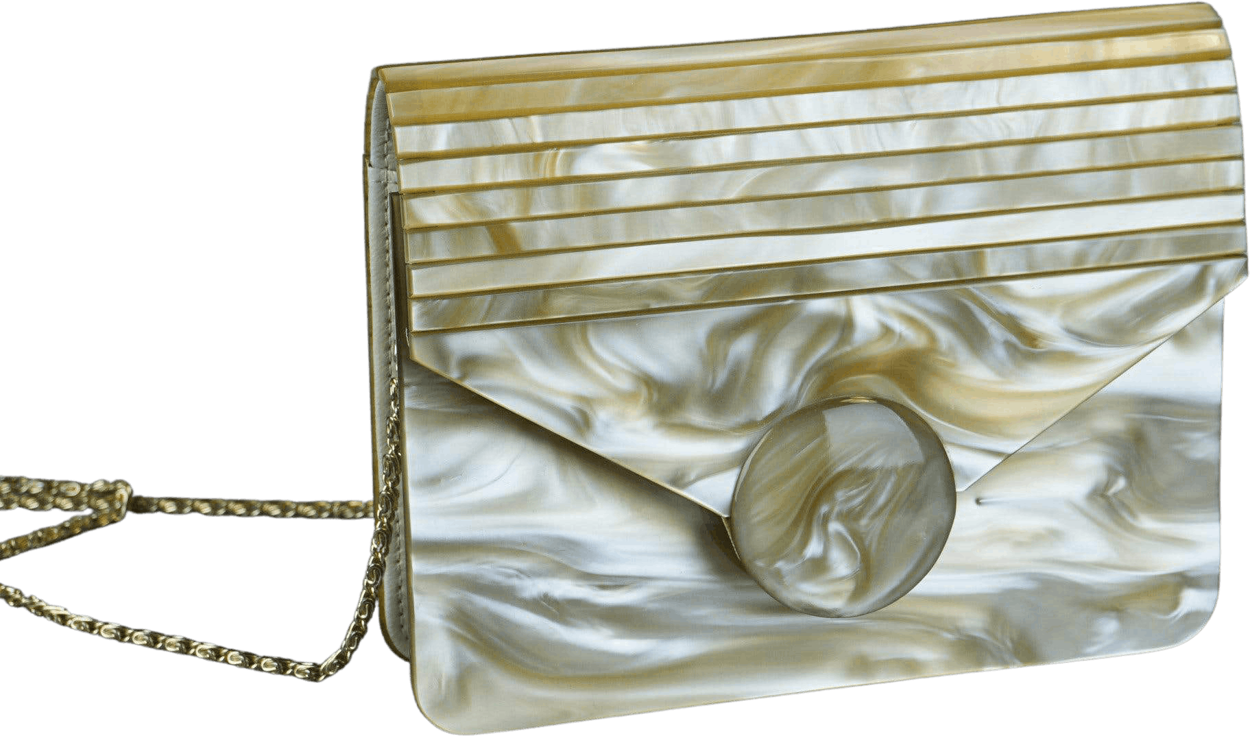 Vintage 80's Beige Lucite Shoulder Evening Bag by Lisette, New York