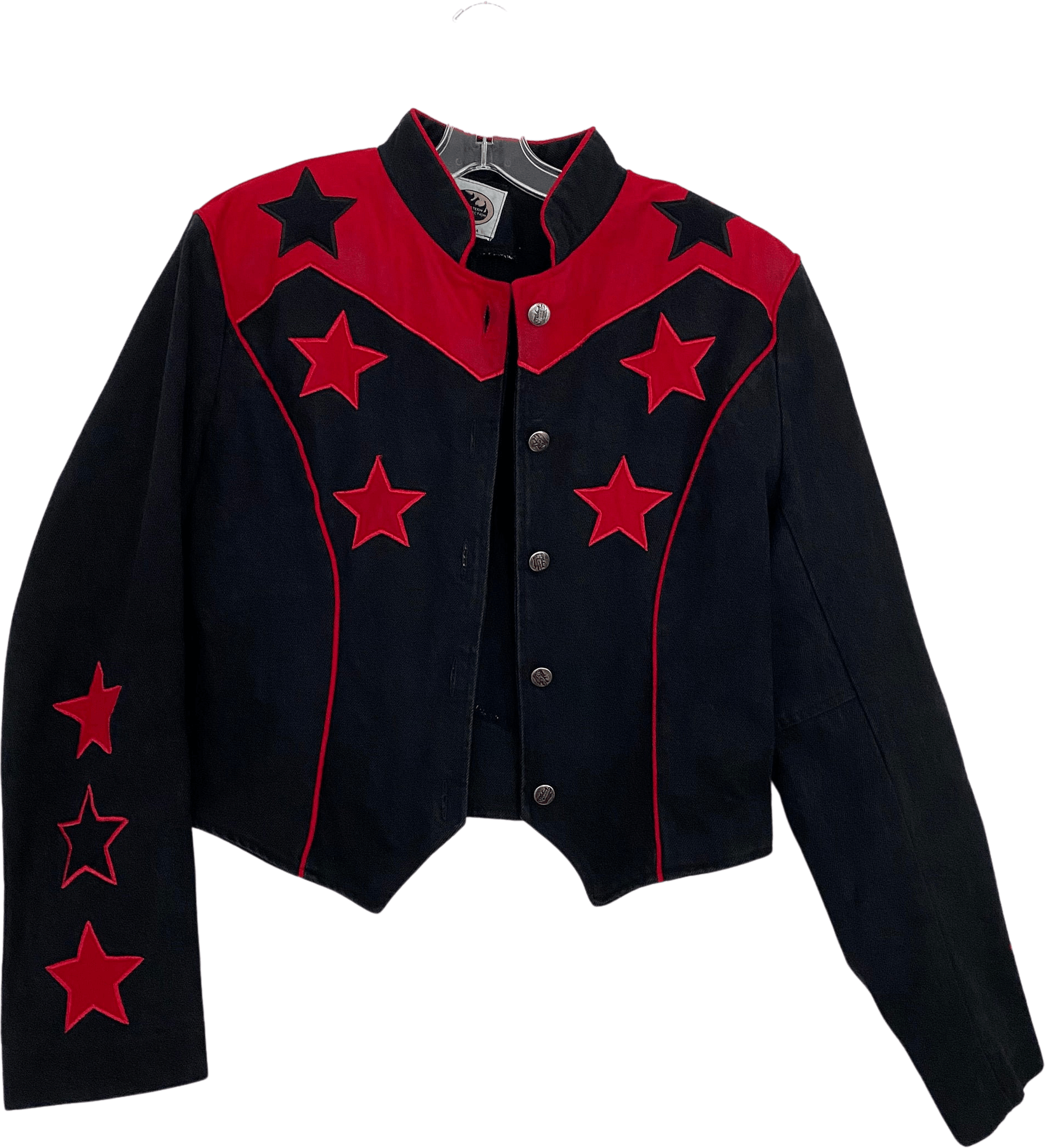 Vintage Black Denim and Red Velvet Jacket Shop THRILLING
