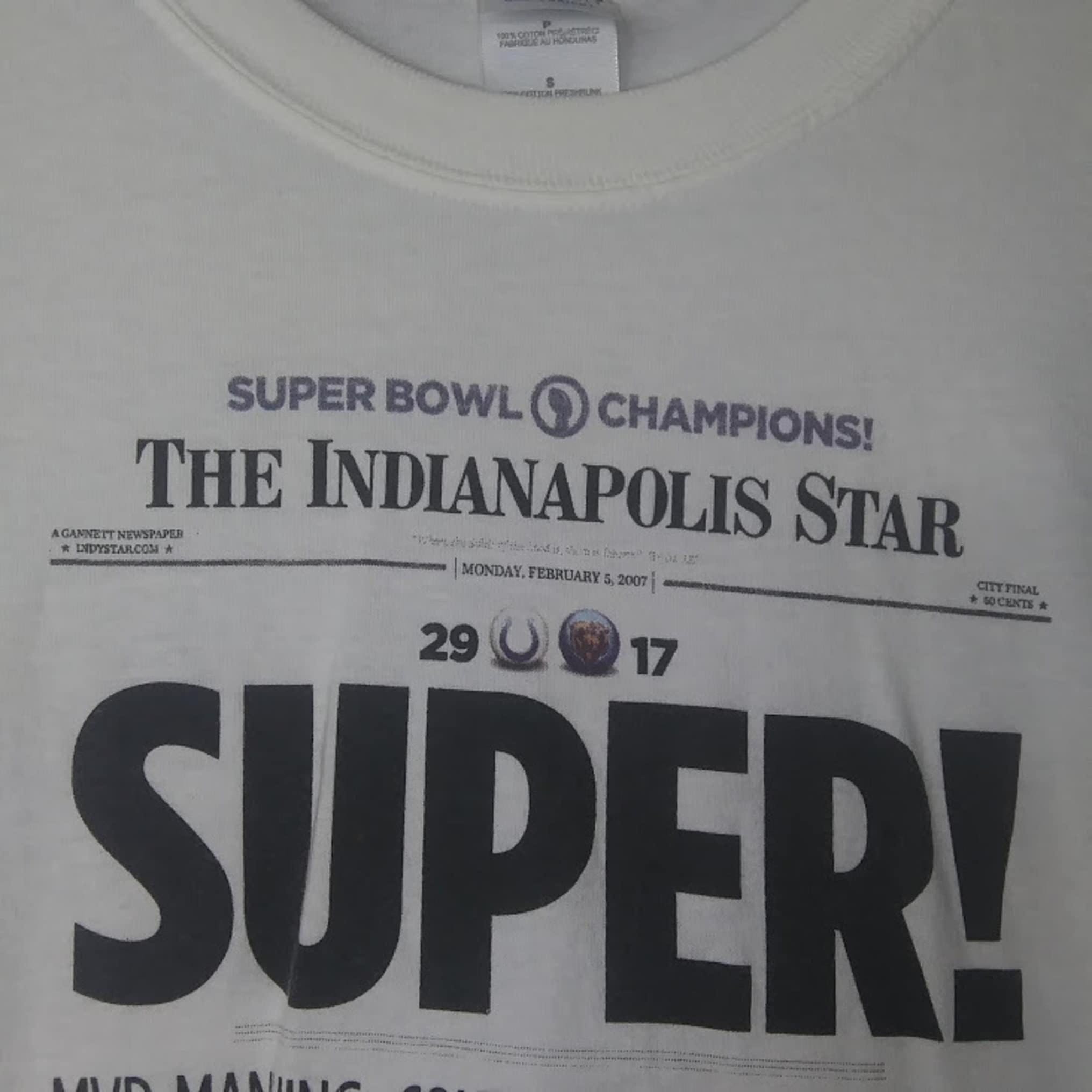 Indianapolis Colts Super Bowl XLI Champions Mens T-Shirt Size Extra Large