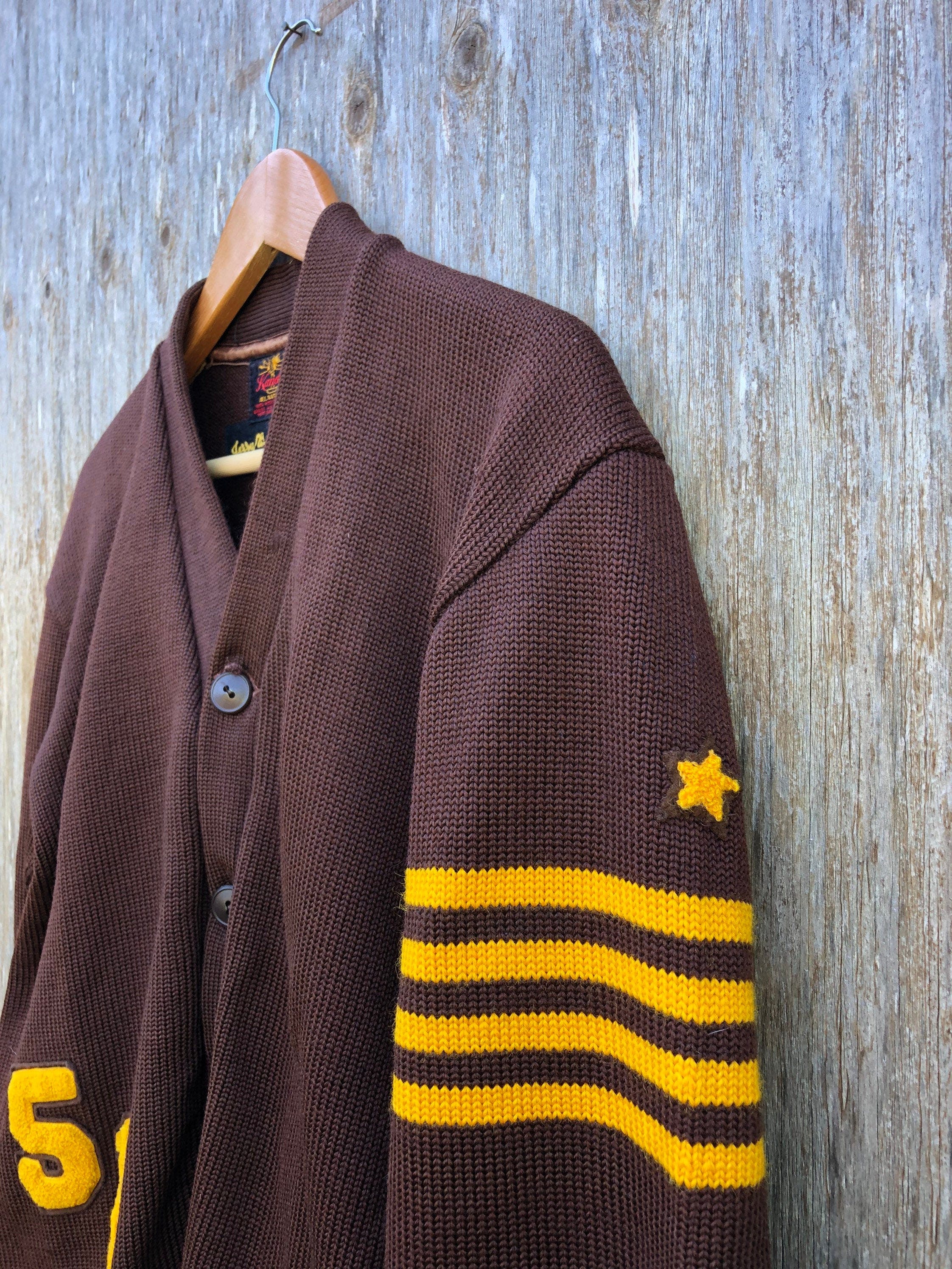 Vintage 50's Heavy Wool Varsity Letterman Cardigan Sweater | Shop THRILLING