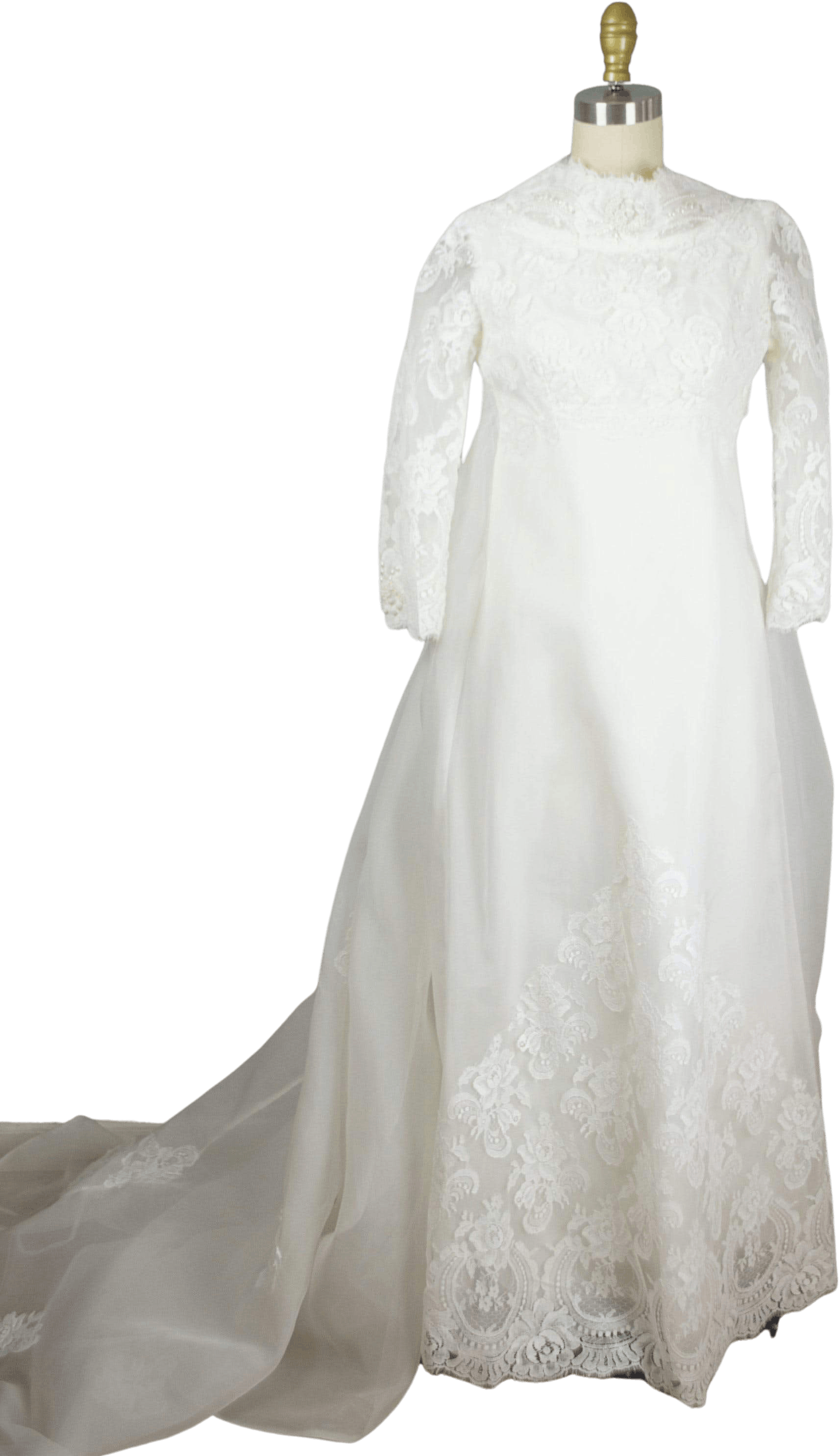 Vintage 60s Chiffon And Lace Wedding Dress With Empire Waist Shop Thrilling 