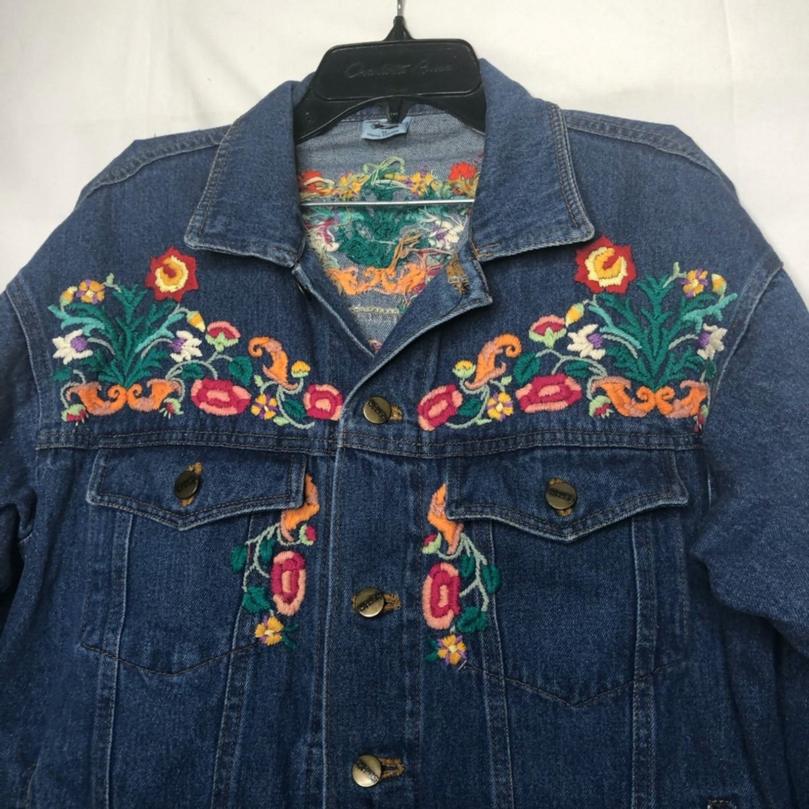 Vintage! Gorgeous! La Manor Hand Embroidered Denim Jacket M outlet