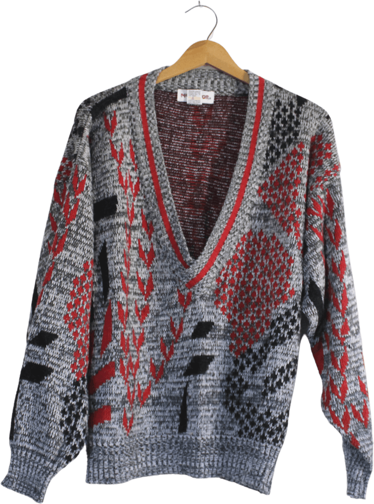 Vintage Black Gray and Red Acrylic Sweater by McGregor Shop THRILLING