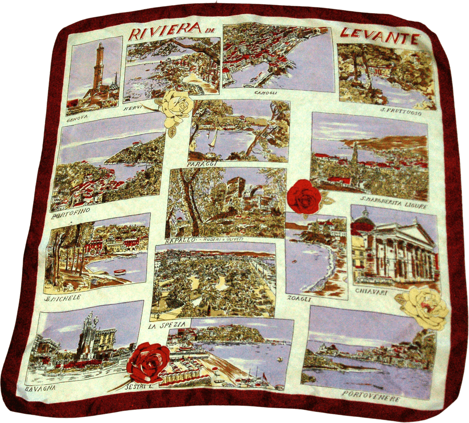 Vintage 60's Italian Riviera Souvenir Scarf Shop THRILLING