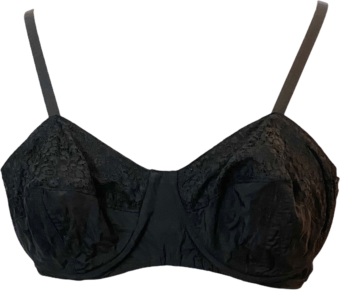 Vintage 50's French Black Lace Bullet Bra by Gaine Rumeur