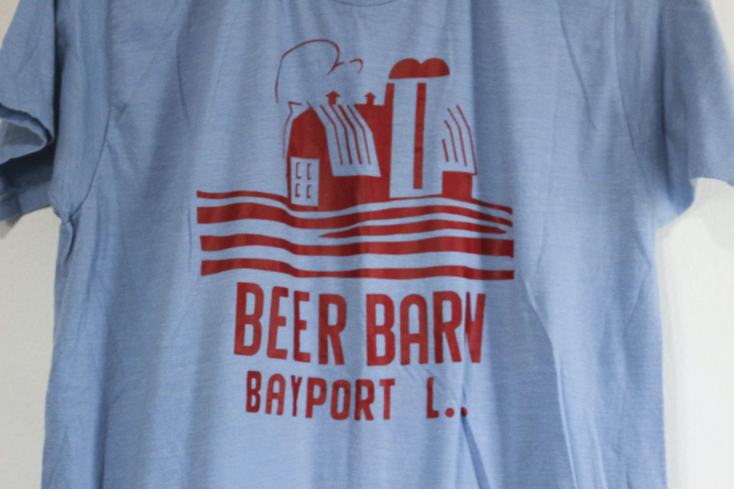 Vintage Light Blue Beer Barn Bayport Illinois Milk Farm TShirt Shop