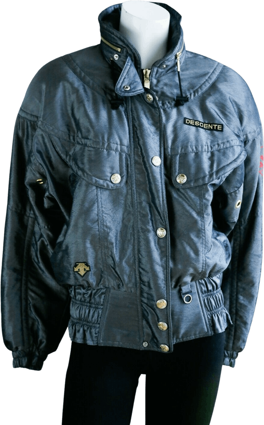 Vintage Slate Grey Bomber Jacket by Descente Shop THRILLING