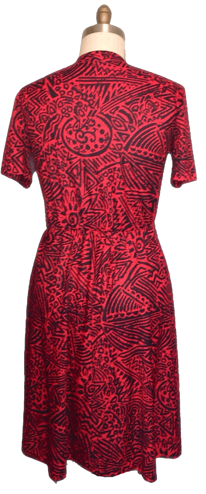 Vintage 70’s Red and Black Novelty Print Dress Shop THRILLING