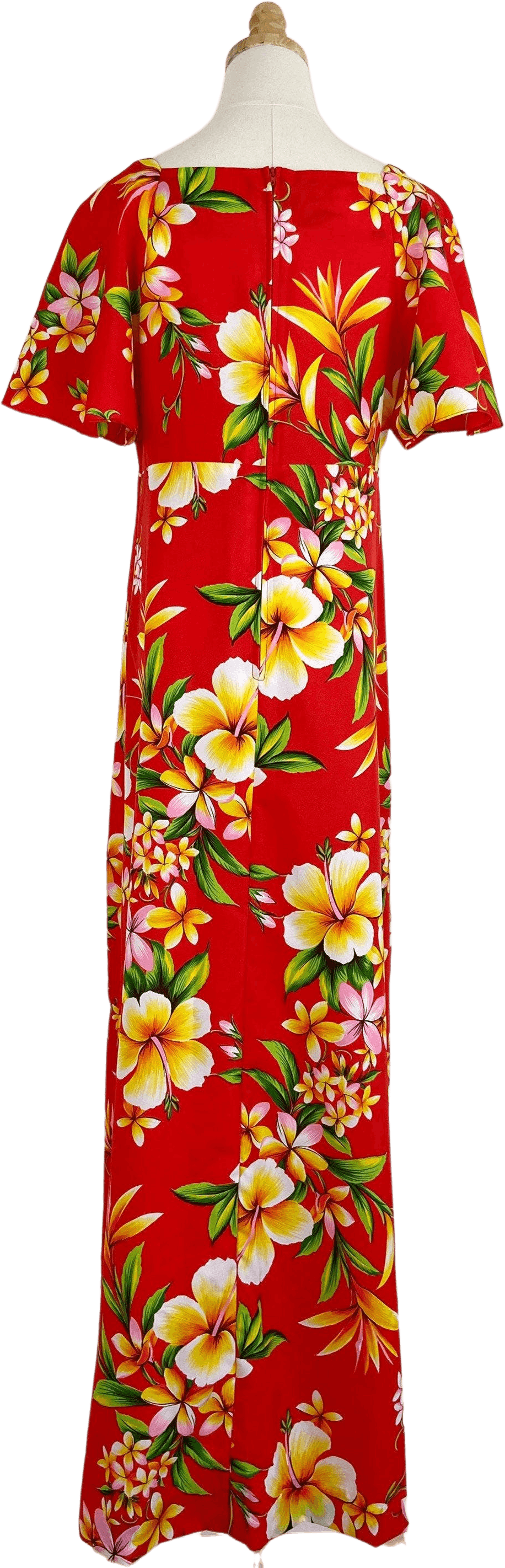 Vintage 60's Red and Yellow Hawaiian Floral Maxi Dress by Hukilau
