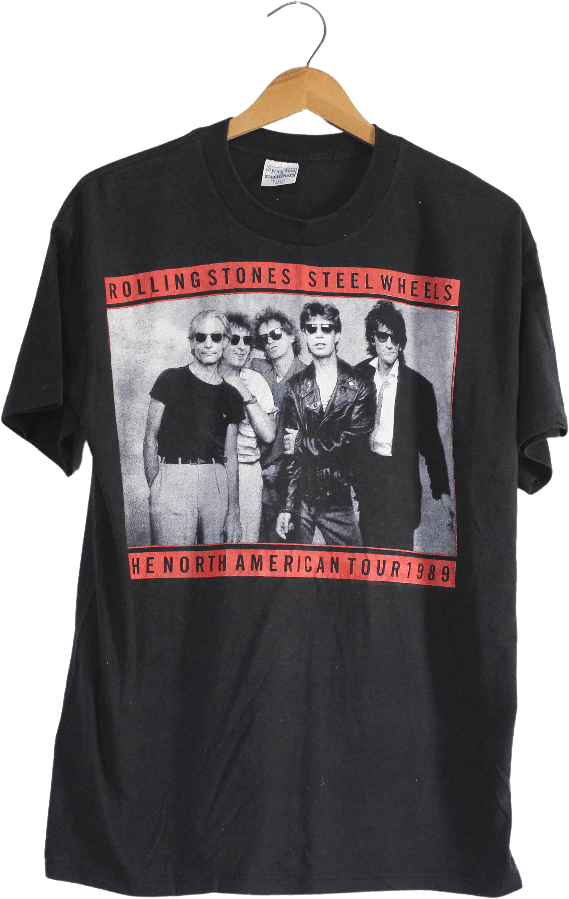 Vintage 80's Black Rolling Stones Steel Wheels Tour Cotton T-Shirt