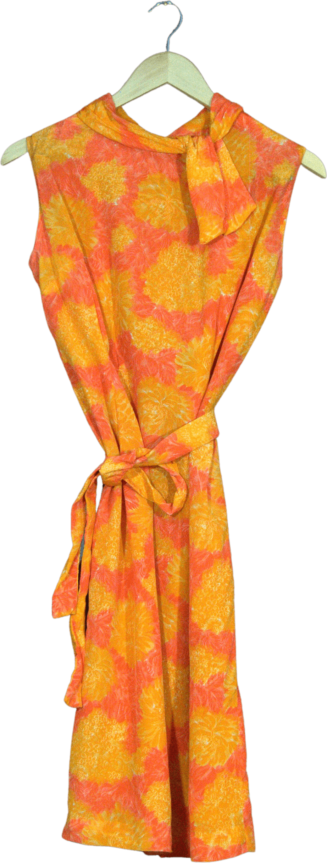 Vintage 60s Orange Floral Silk Dress Shop THRILLING