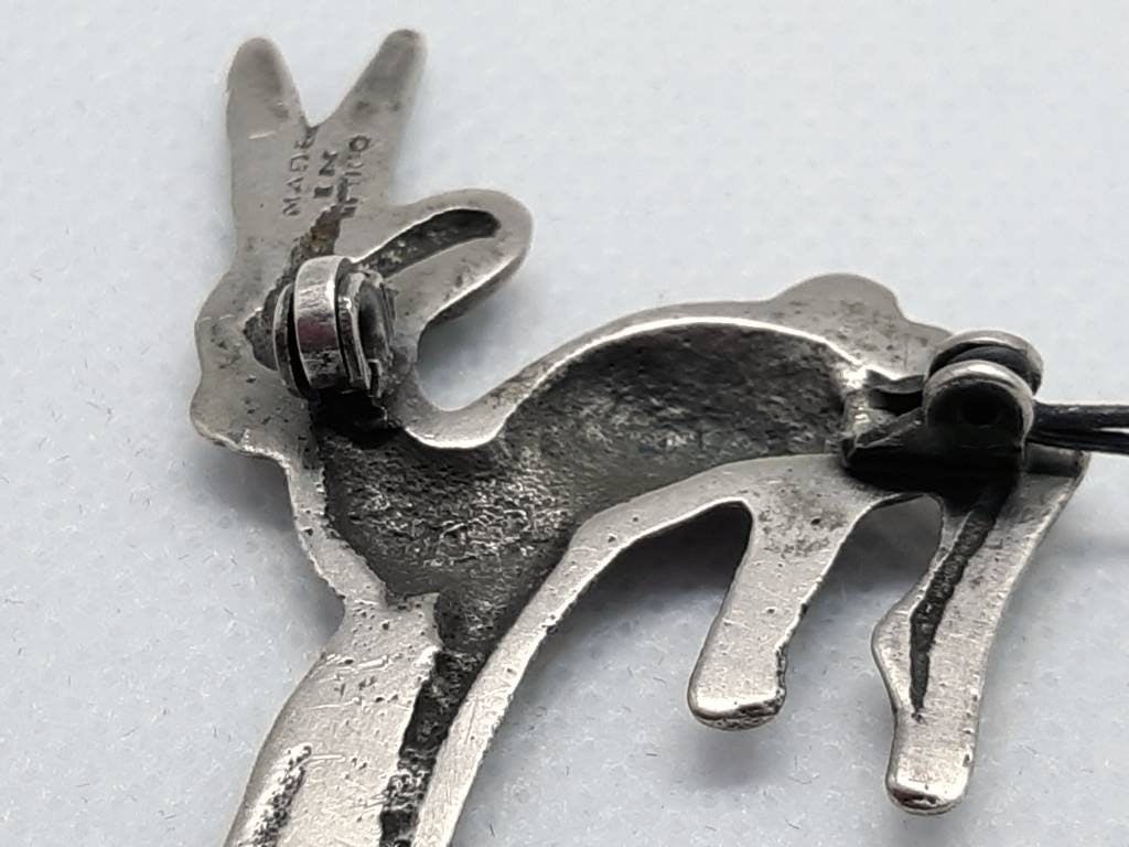 Vintage Silver Jumping Antelope Gazelle Brooch 