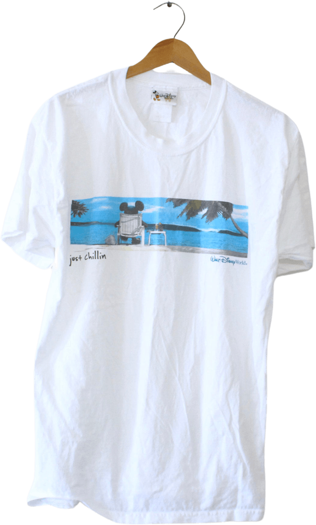Vintage White Walt Disney Mickey Mouse Just Chillin T-shirt by 