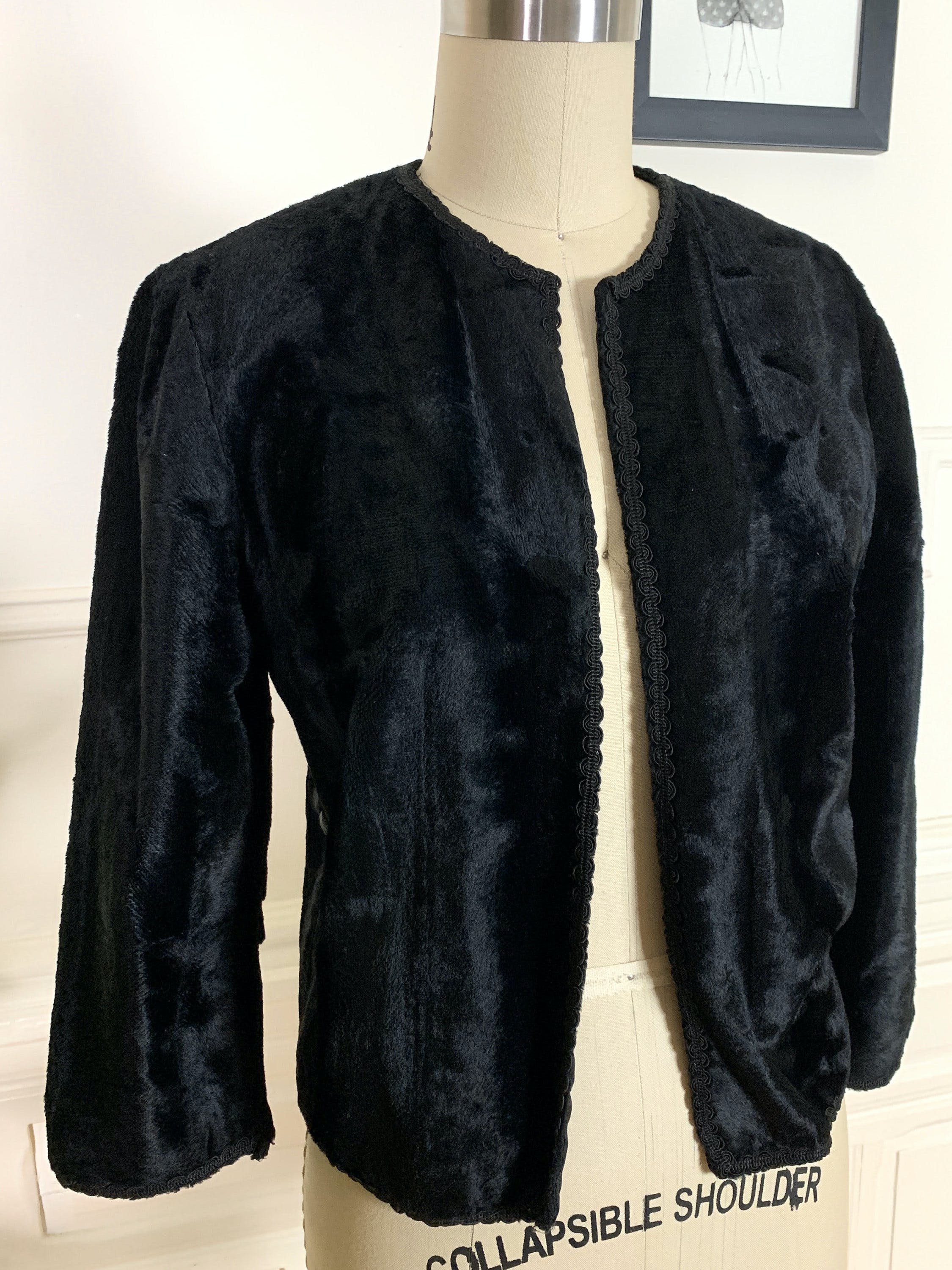 Ensemble 2 Pièces En Velours Noir - Veste Courte Et Jupe Longue Fendue, Taille 8, Neuf Sans étiquettes