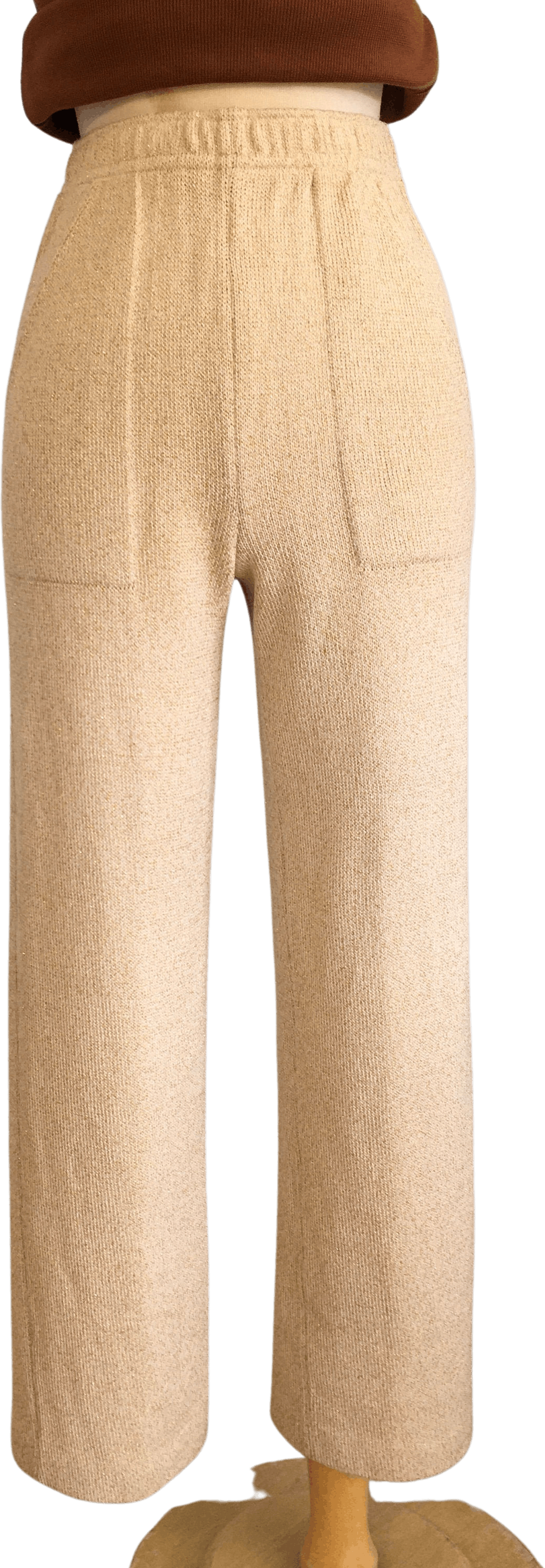 Vintage 90’s/00’s Ivory Elastic Waist Knit Wide Leg Pants by St John