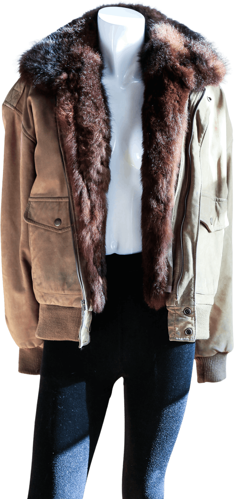 Vintage Fur Lined Leather Flight Jacket by Savage Shop THRILLING