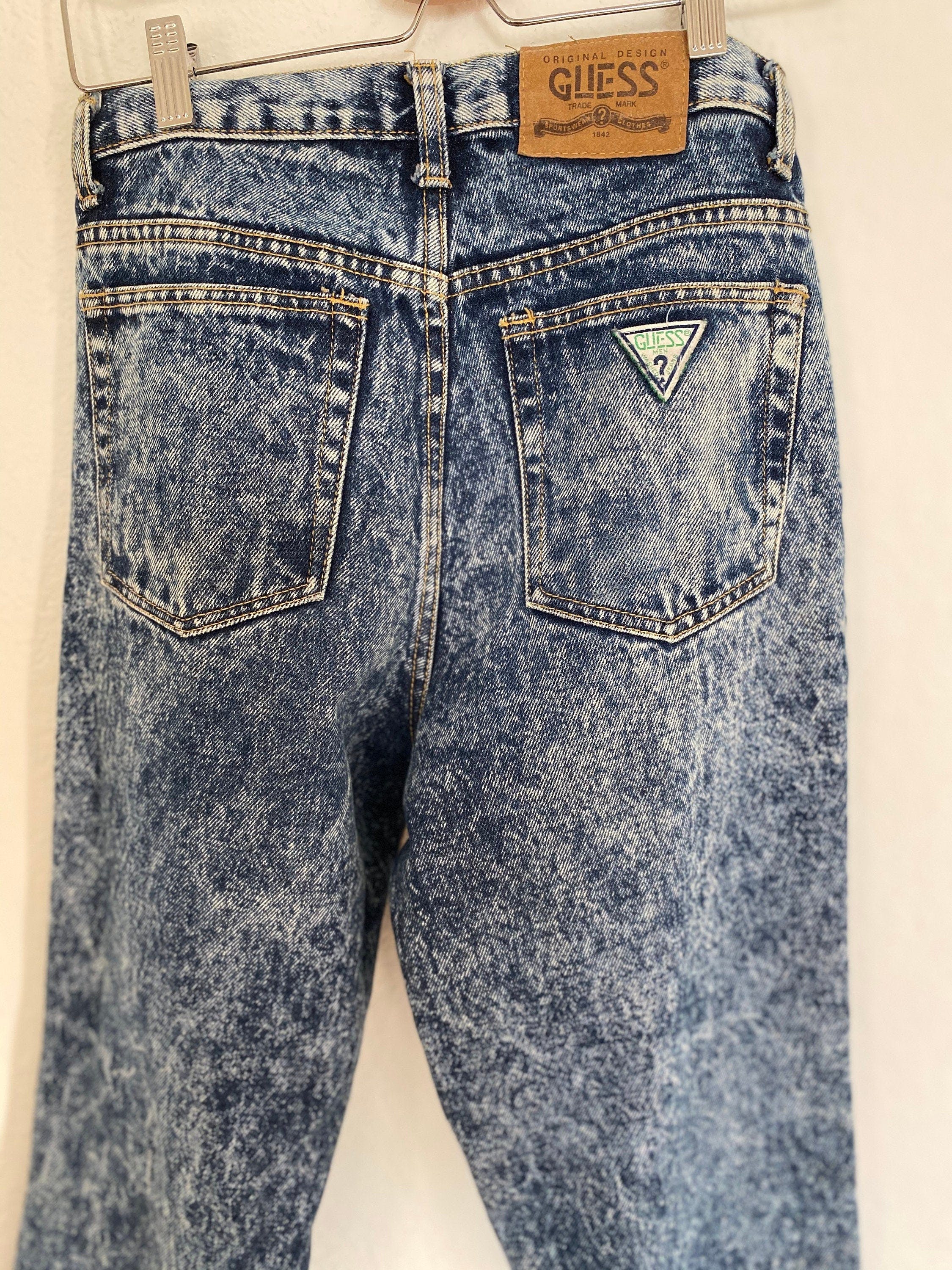 Vintage 80's/90's Men's Acid Wash Blue Jeans by Guess Shop THRILLING