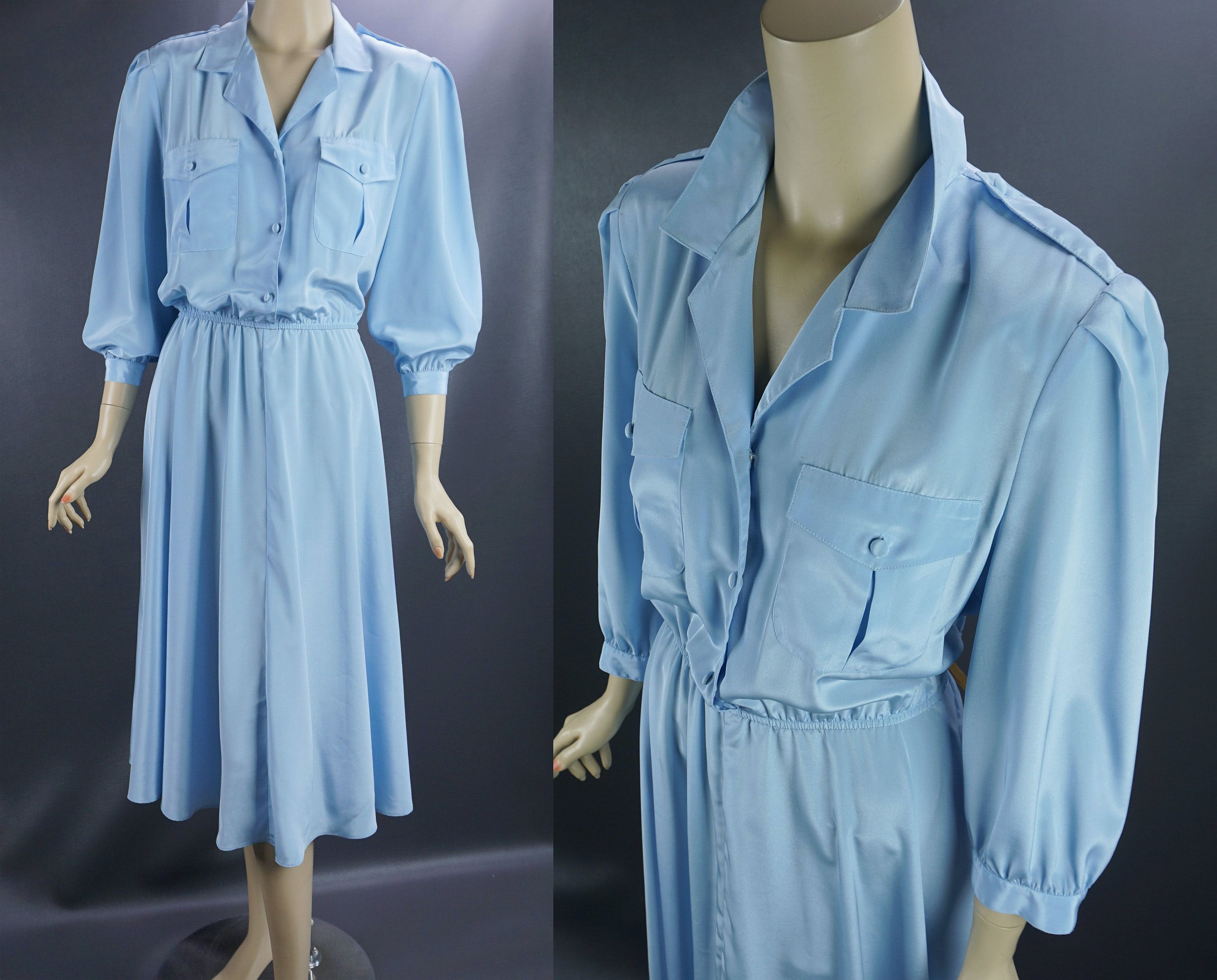 Vintage 80’s Pale Blue Shirt Dress by Hana Sung