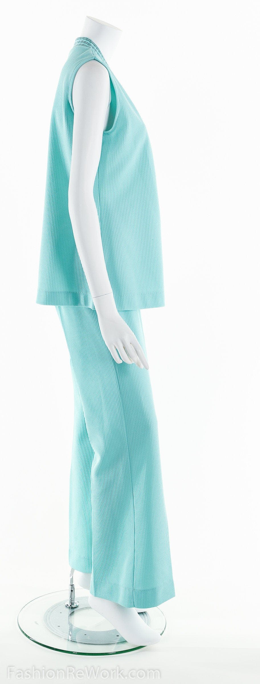 Vintage 70’s Mint Green Two Piece Set by Manicotti Knit Shop THRILLING