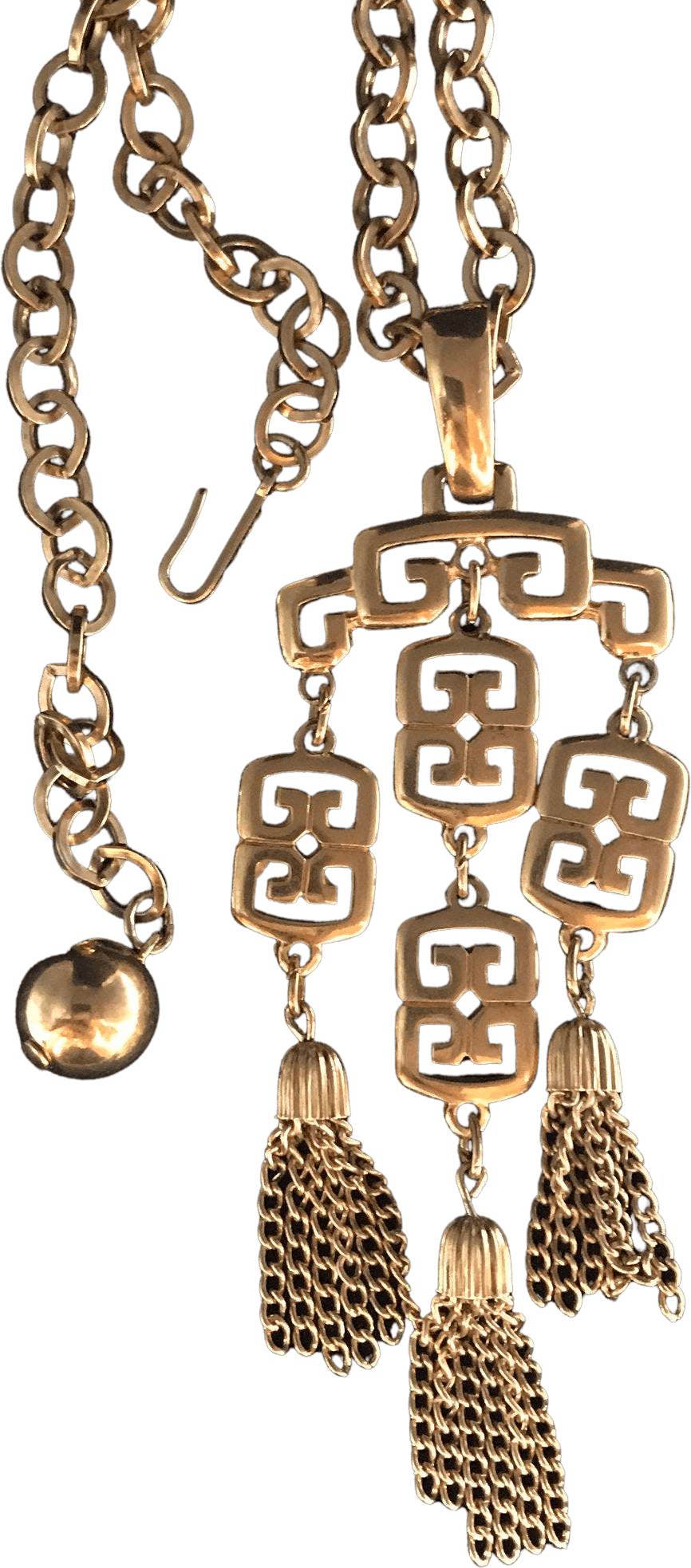 Vintage 50's Bright Gold Tassel Necklace Shop THRILLING