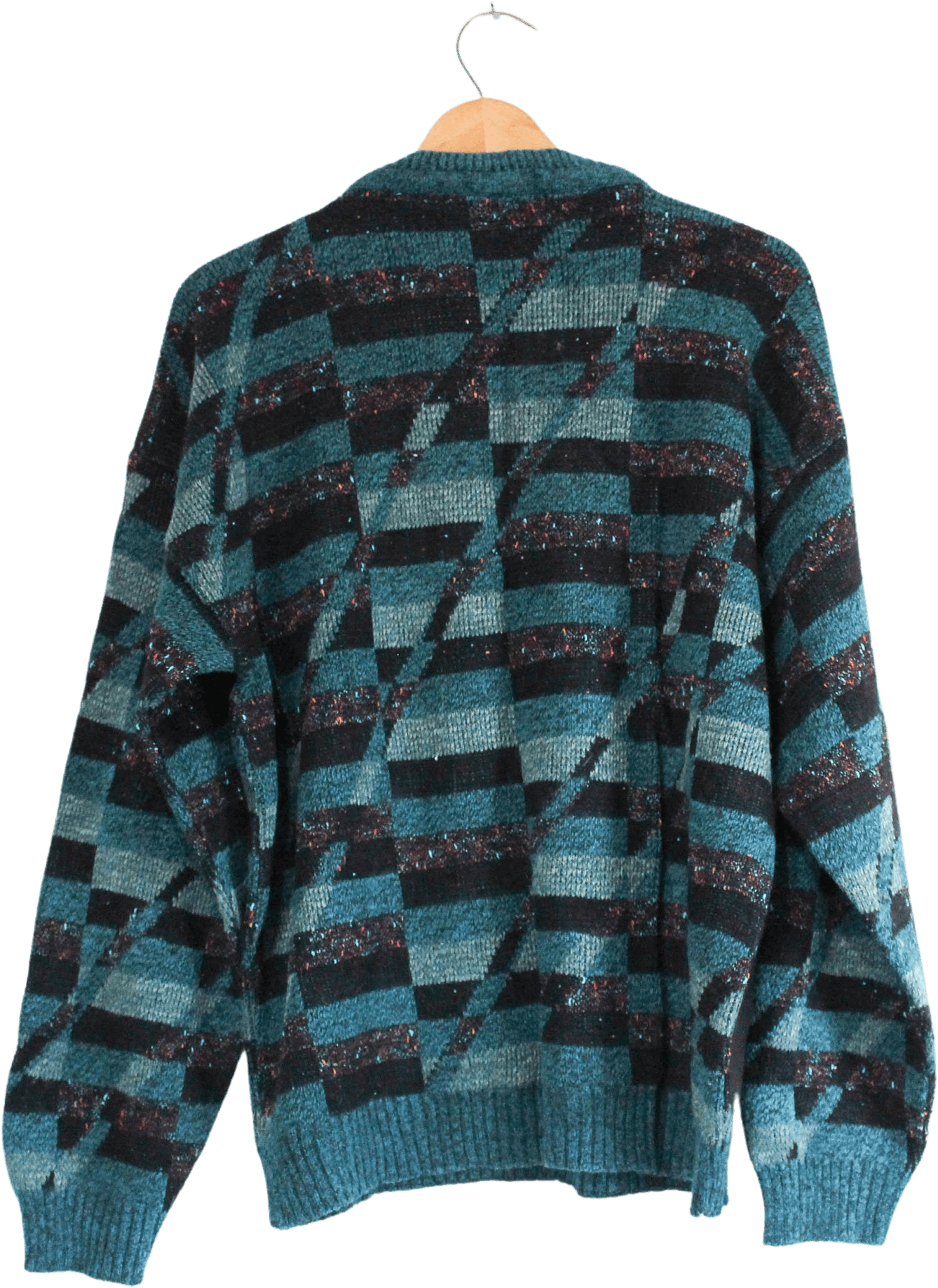 Vintage Green Checkered Graphic Acrylic Sweater by Protege Shop THRILLING