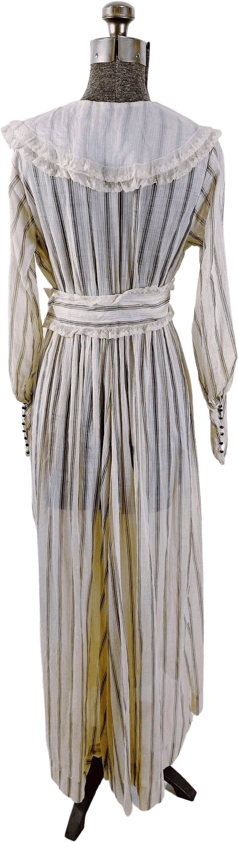 Vintage Edwardian Gray and White Stripe Tea Dress Shop THRILLING
