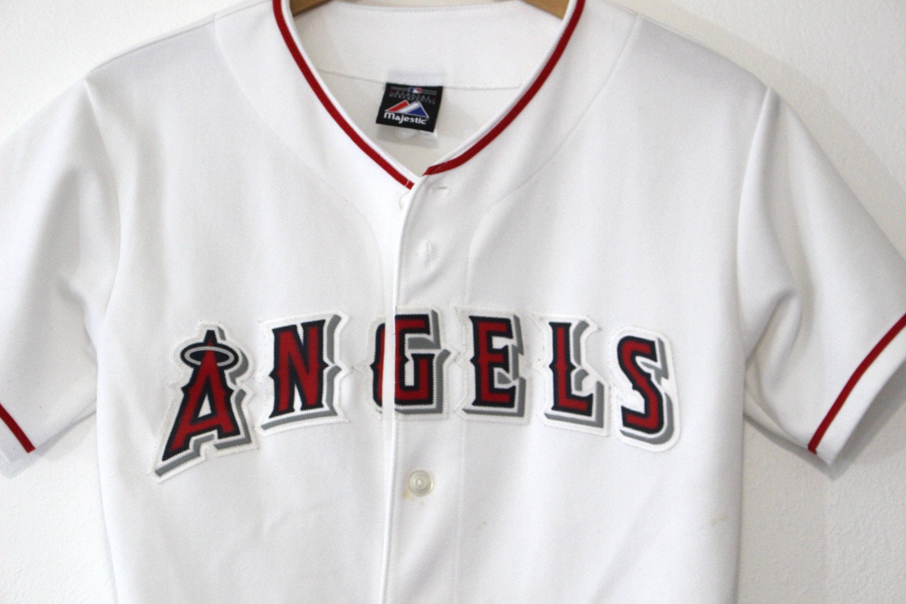 Vintage Buttoned Blue Anaheim Angels Baseball Jersey by Majestic