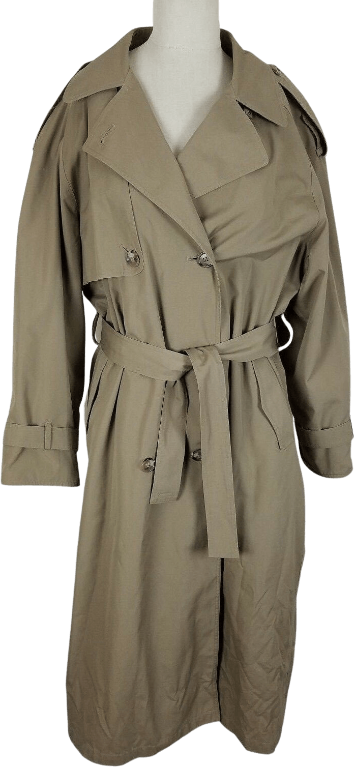 Vintage Beige Belted Cape Top Trench Coat by London Towne Limits