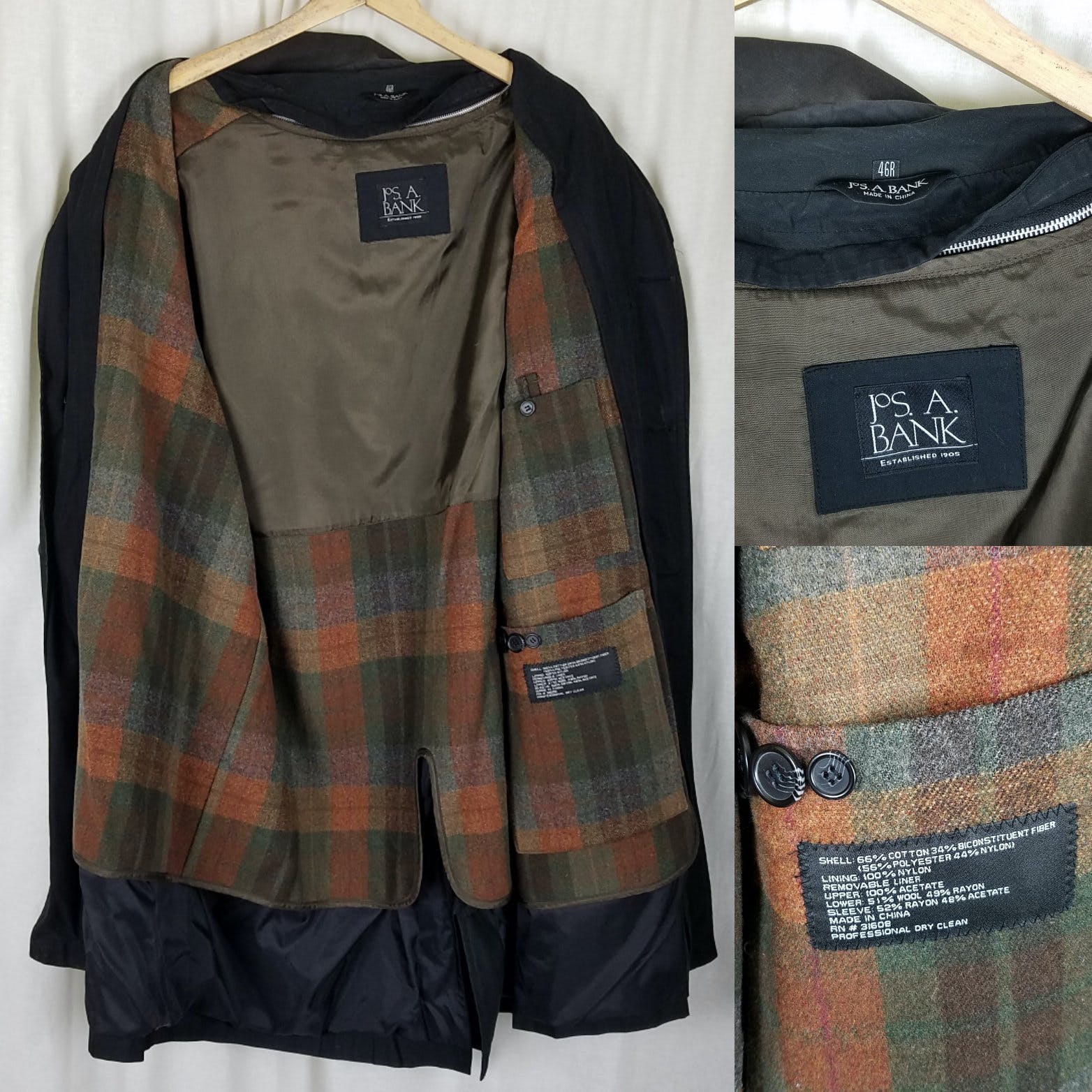 Vintage Black Wool Hidden Button Up Trench Coat by Jos. A. Bank | Shop Vintage Black Wool Hidden Button Up Trench Coat by Jos. A. Bank | Shop