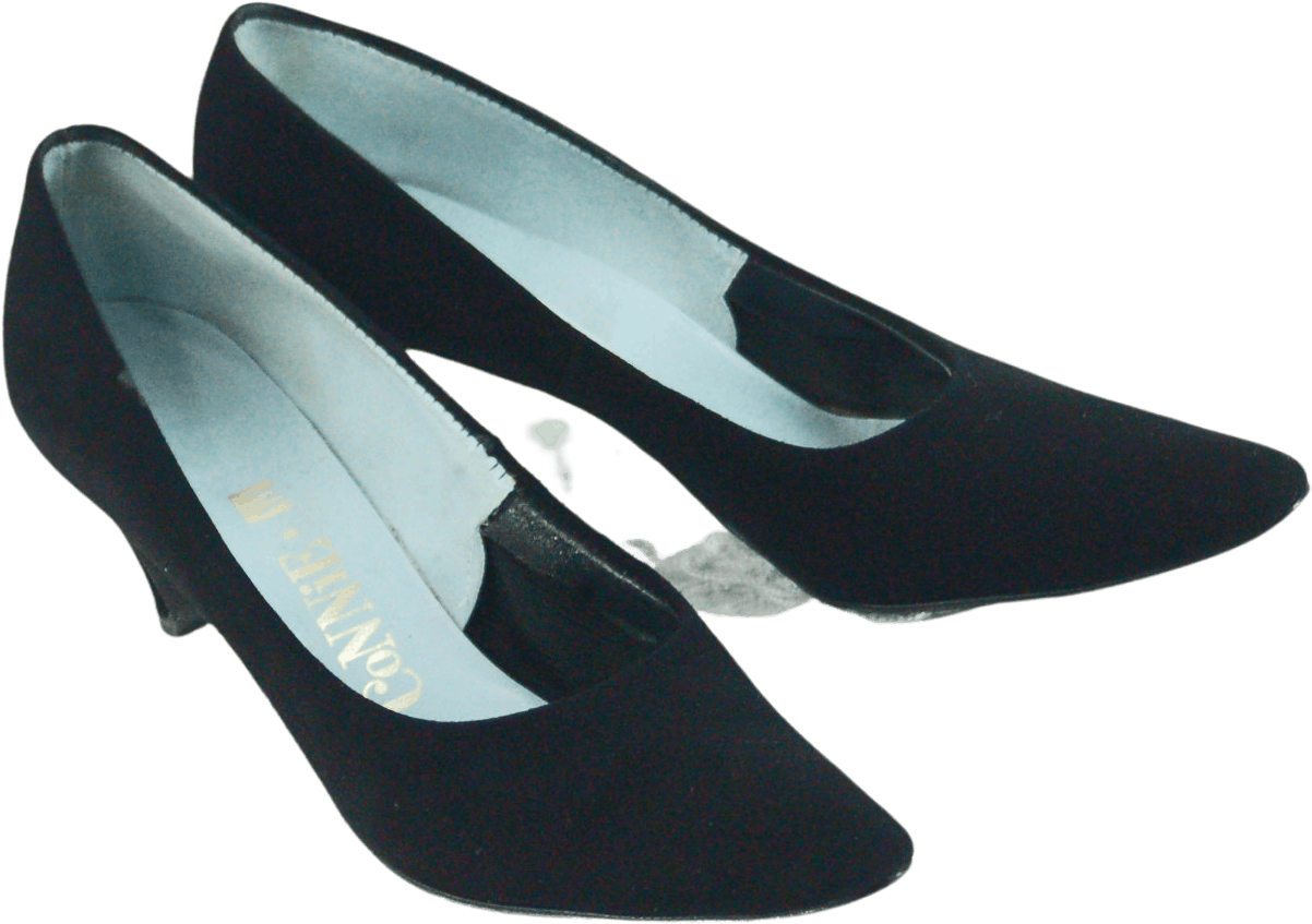 Vintage 60's Classic Black Suede Low Heel Pump by Connie Shop THRILLING