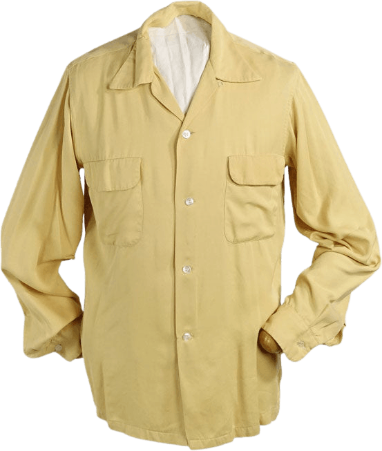 50s Mens Gab Shirt Yellow Gold Rayon by Arrow Gabanaro