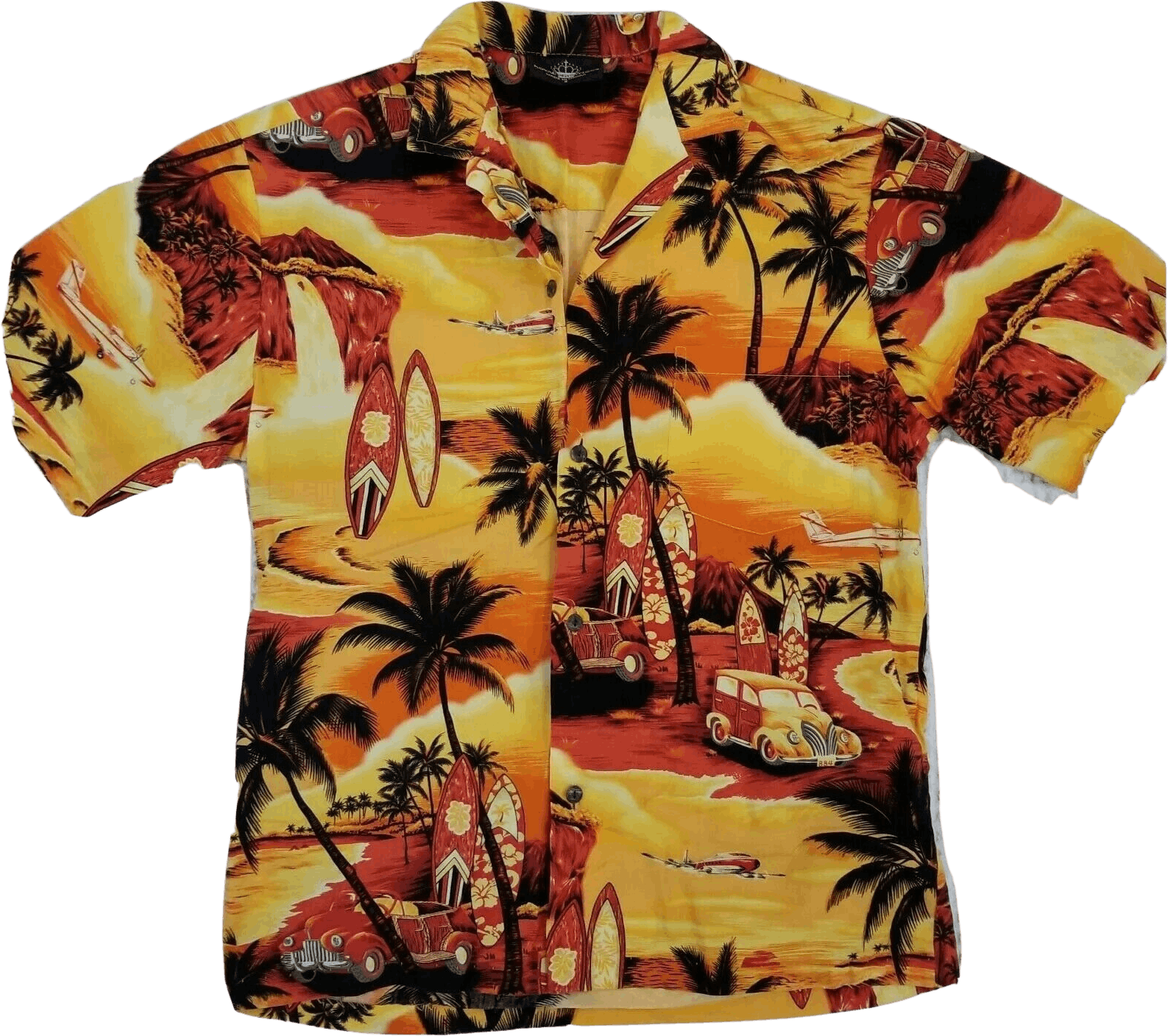 Tropical Beach Graphic Print Button-Up Shirt