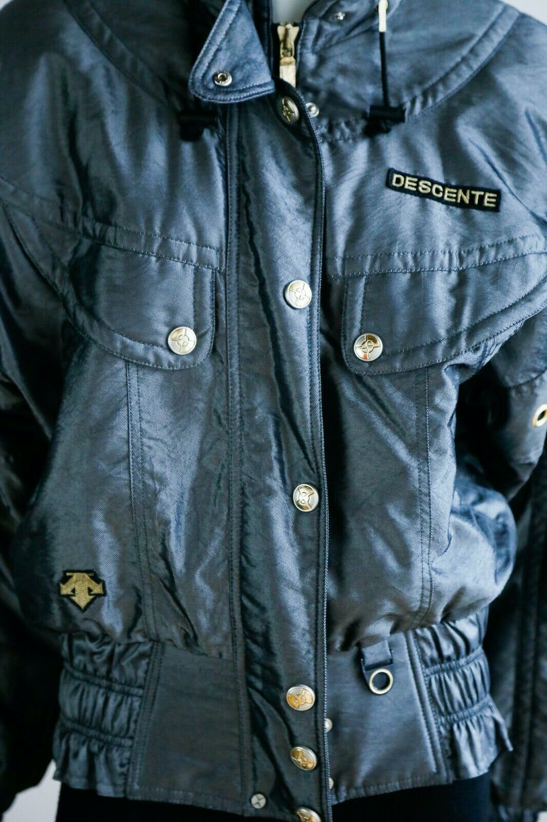 Vintage Slate Grey Bomber Jacket by Descente Shop THRILLING