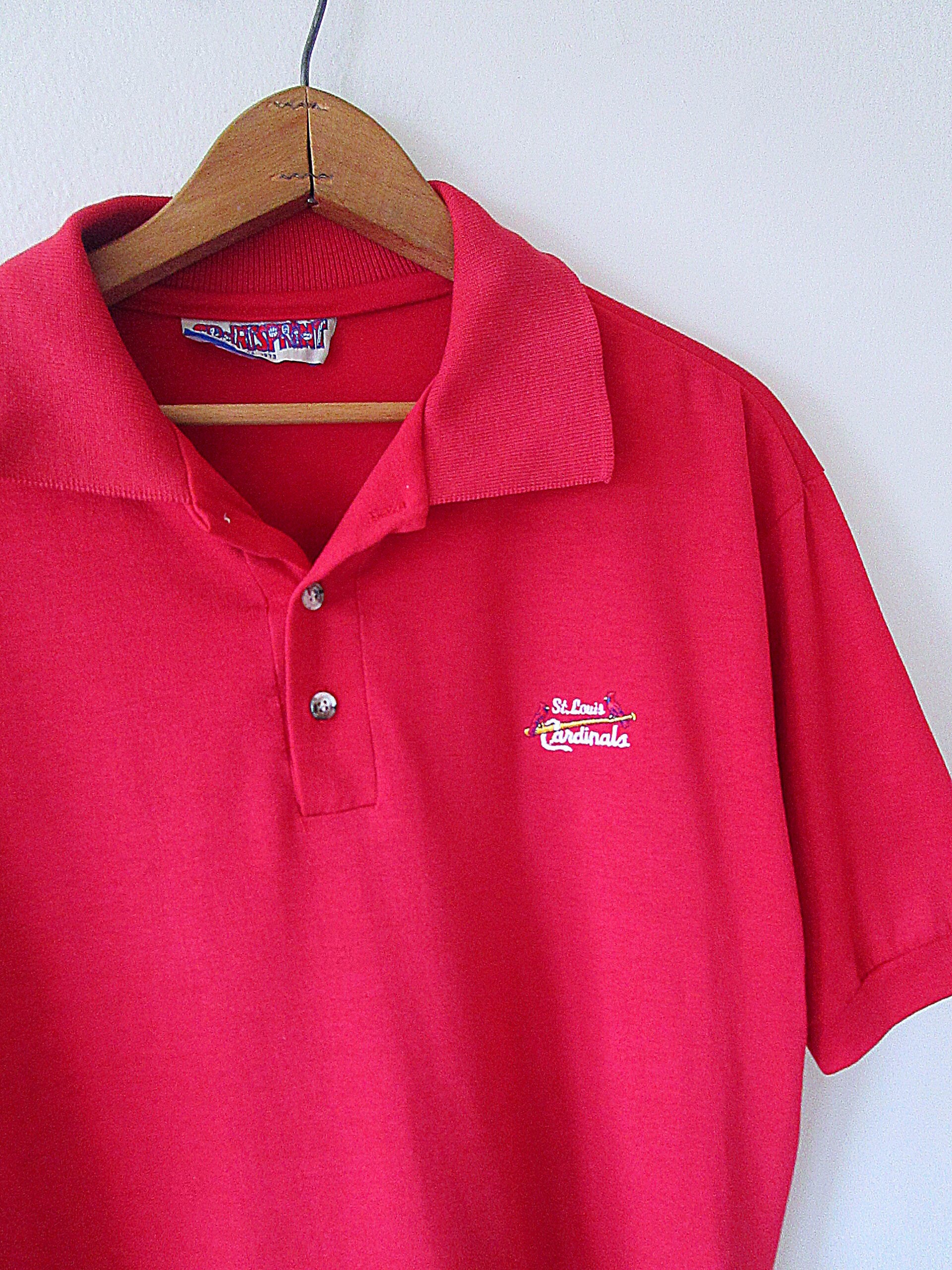 VTG St. Louis Cardinals Mens Polo Shirt Short Sleeve Size Large