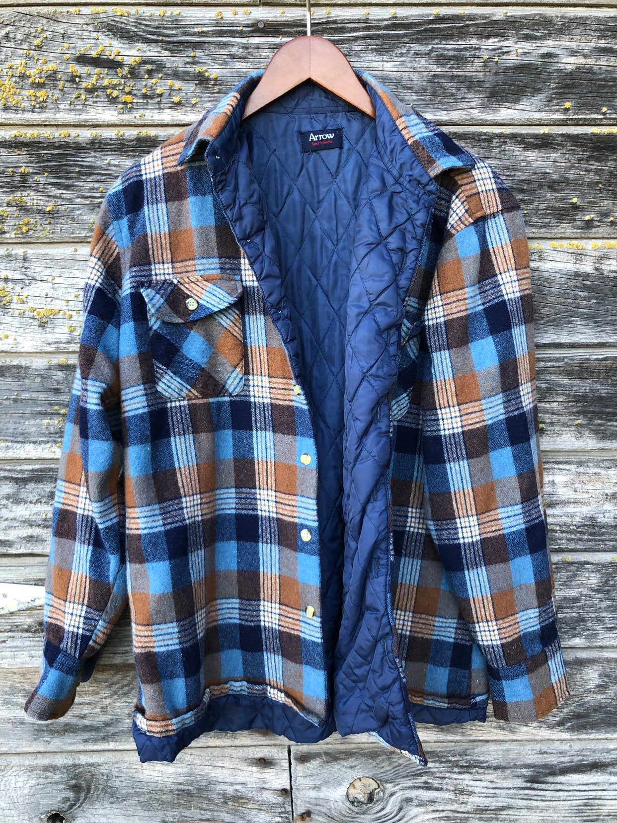 Vintage Checked Blue and Brown Flannel Jacket by Arrow Sportwear Shop