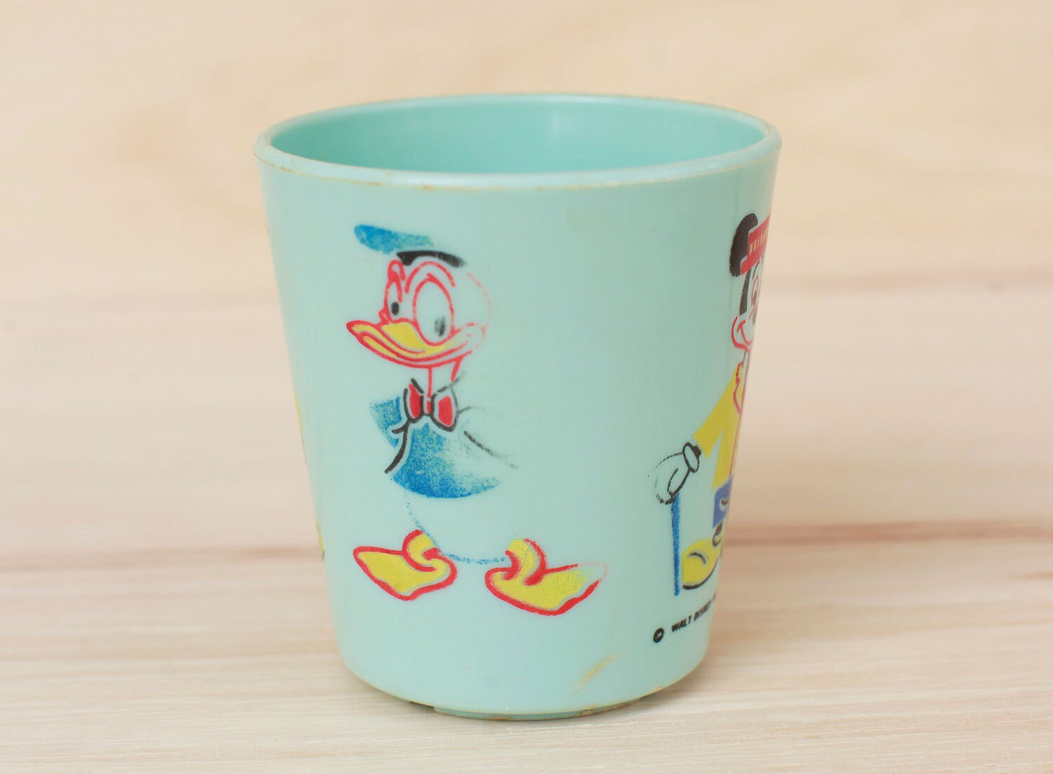 Vintage Child's Blue Celluloid Disney Mug Micky Mouse and Donald Duck 30s  by W
