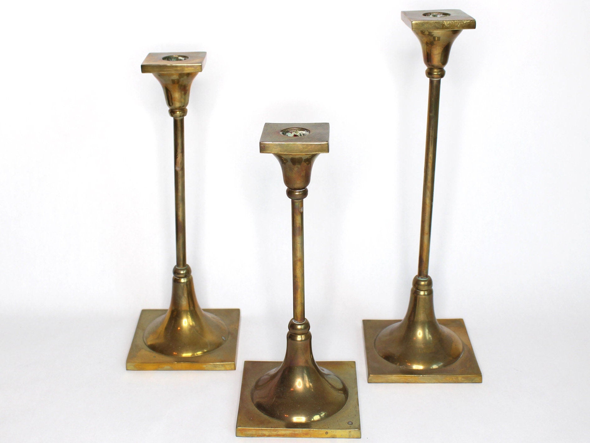 Vintage Brass Candlestick Holders Set of 3 | Shop THRILLING