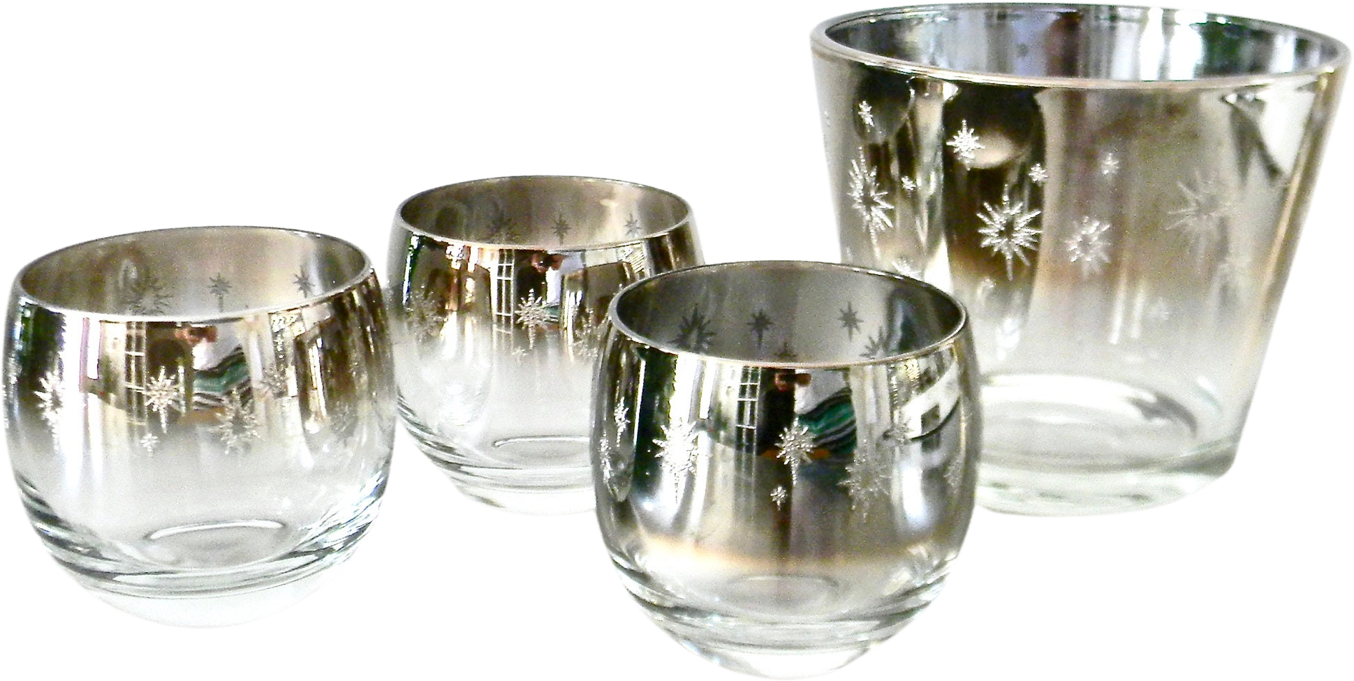 Vintage Platinum Starburst Footed Pilsner Glasses