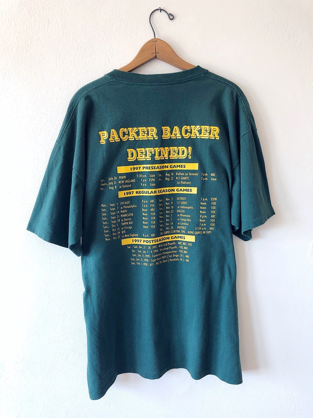 Vintage Packer Backer Green Bay Packers T-Shirt Men's Size XL Single Stitch  USA