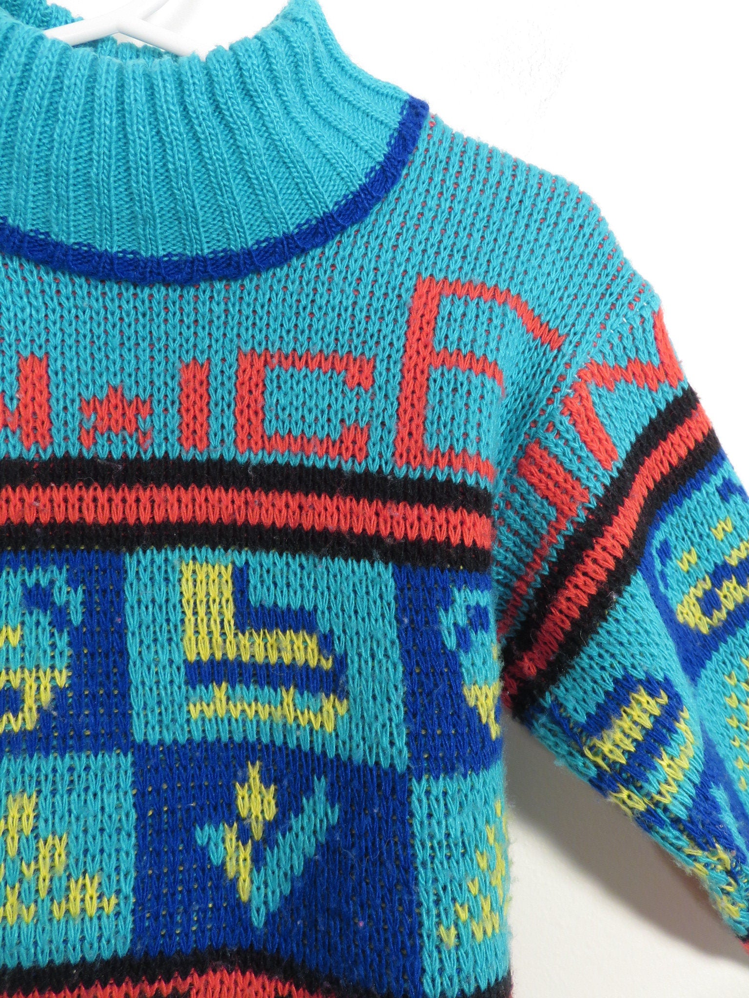 Vintage 80s Kids On Ice Knit Sweater by Tuff Cookies Shop THRILLING