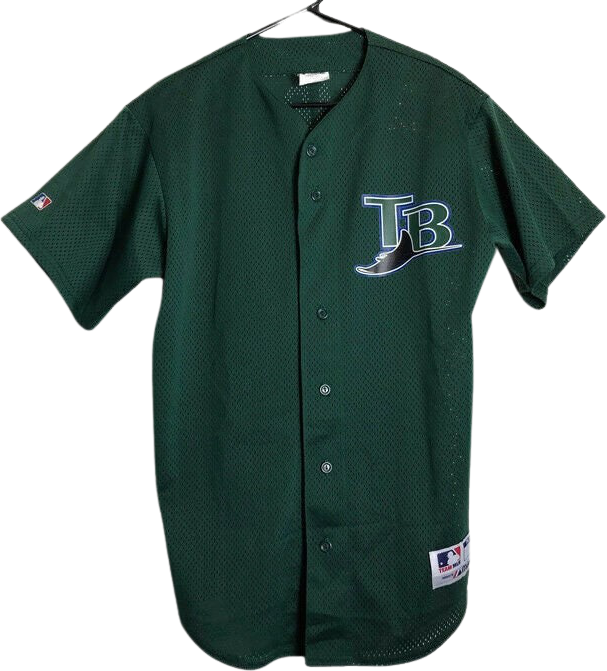 Vintage Tampa Bay Devil Rays Green Baseball Jersey Shirt by Majestic