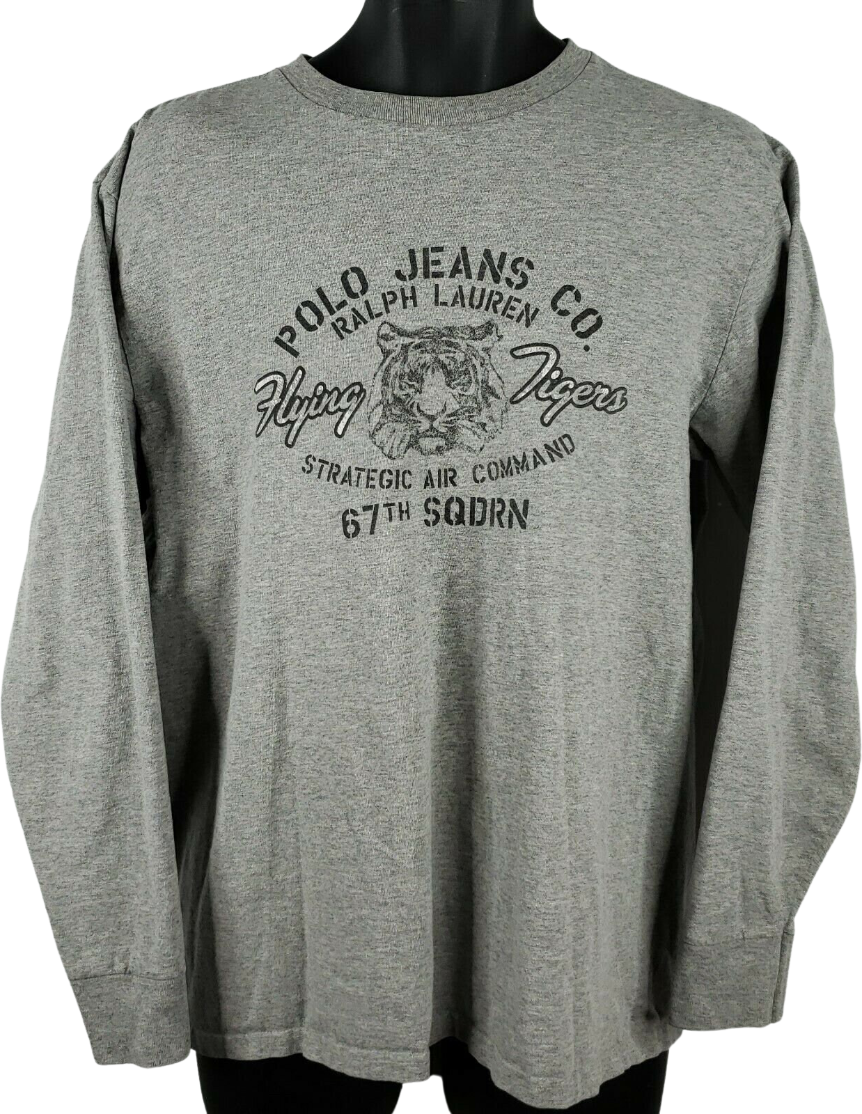Vintage 90s Ralph Lauren Polo Jeans Co Long Sleeve T-Shirt M Gray Flying  Tigers by Polo Jeans Co