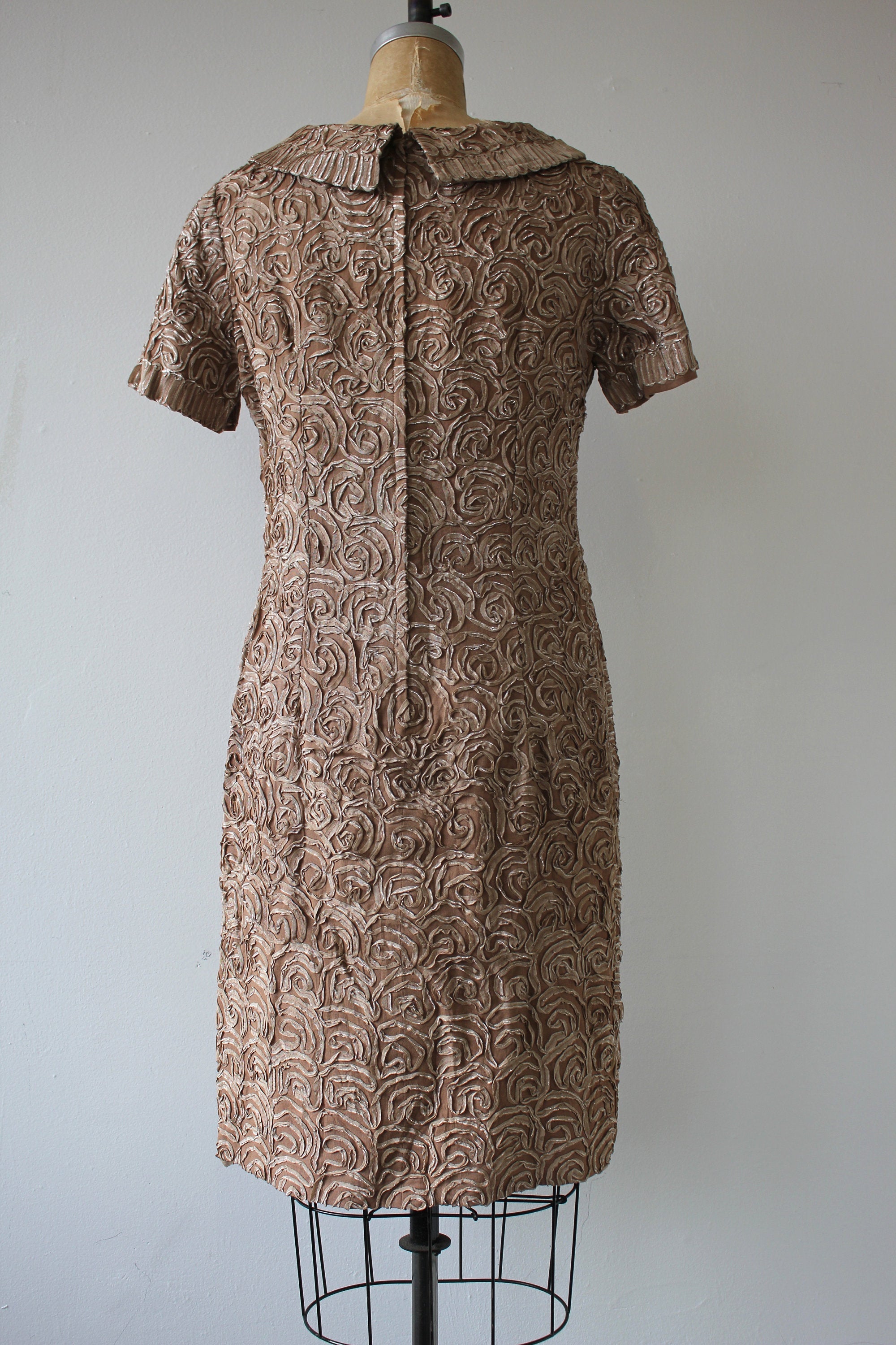 40's Brown Ribbon Dress with Matching Hat main image 0