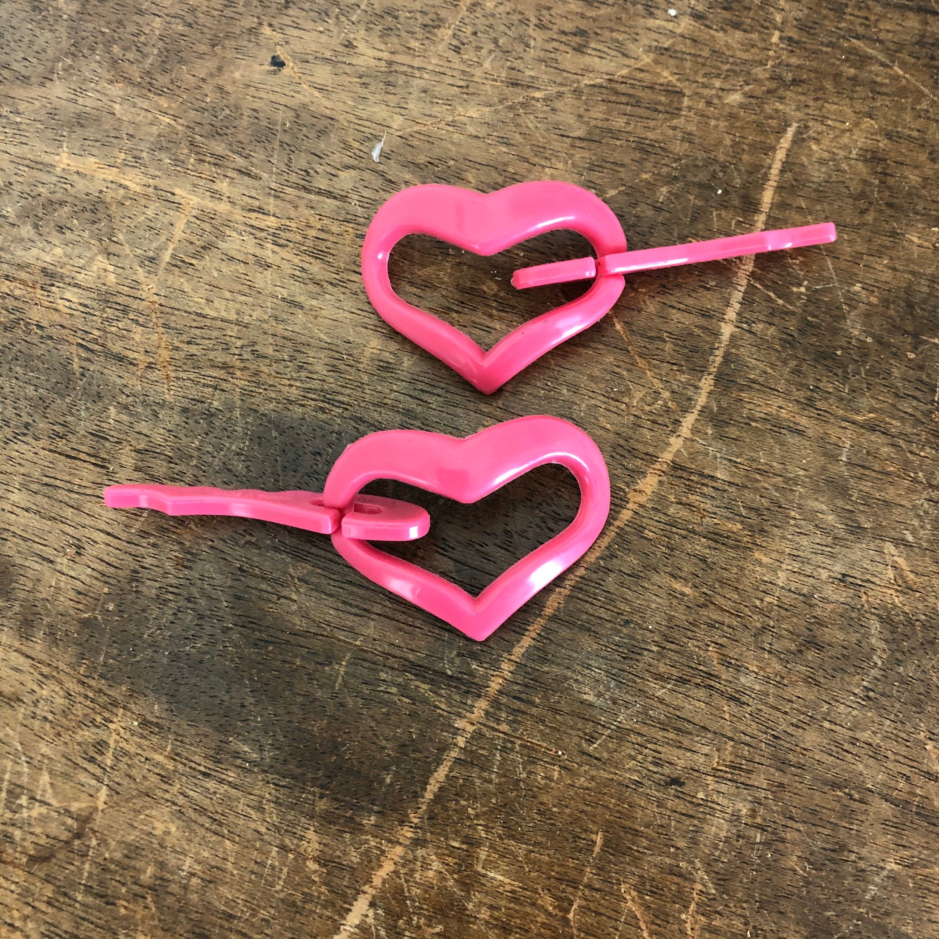 One Pair Vintage Hair Clips 90s Plastic Heart Hair Slides Neon Hair Ac